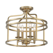 Covent Park 16" 4-Light Semi-Flush Mount, Brushed Honey Gold Finish