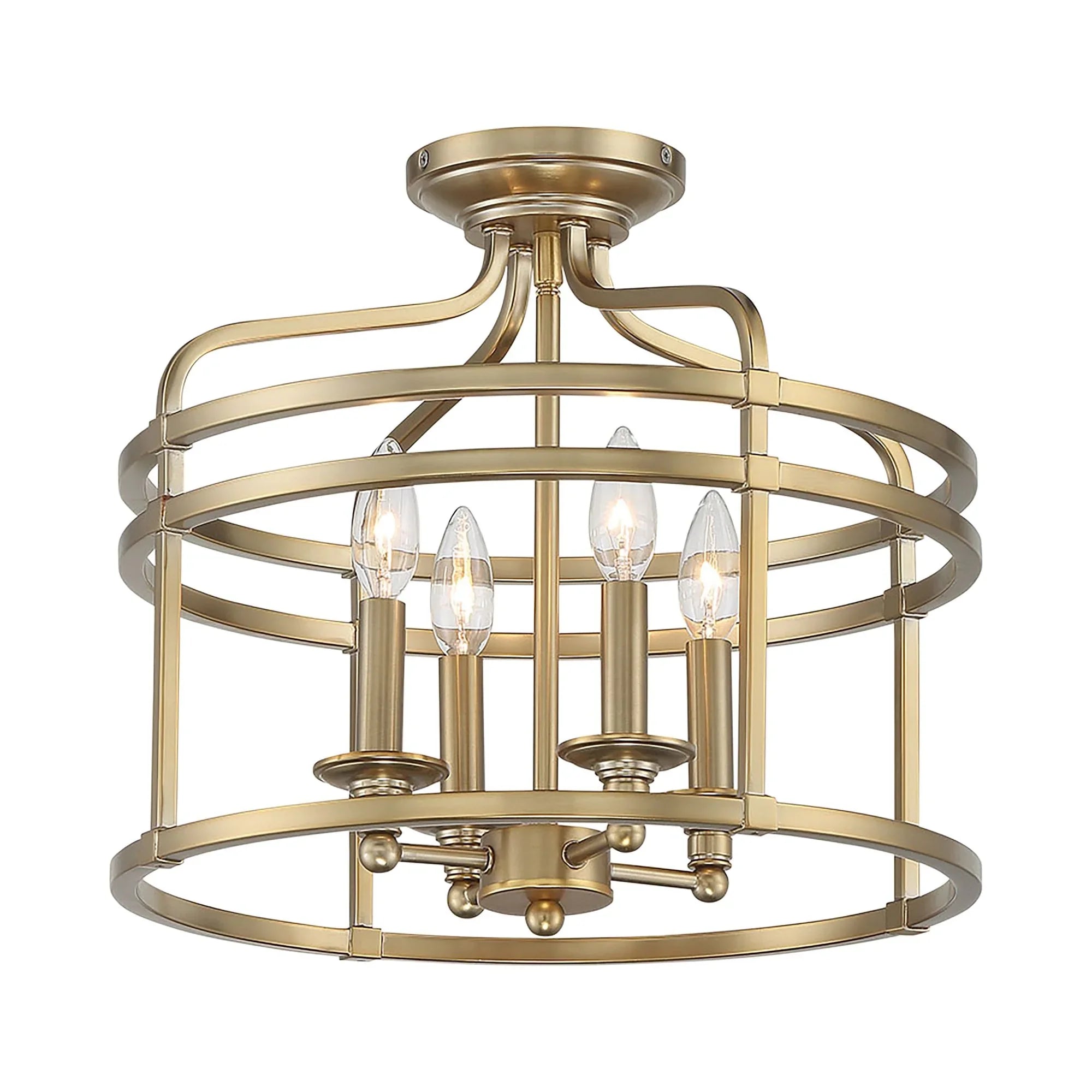 Covent Park 16" 4-Light Semi-Flush Mount, Brushed Honey Gold Finish