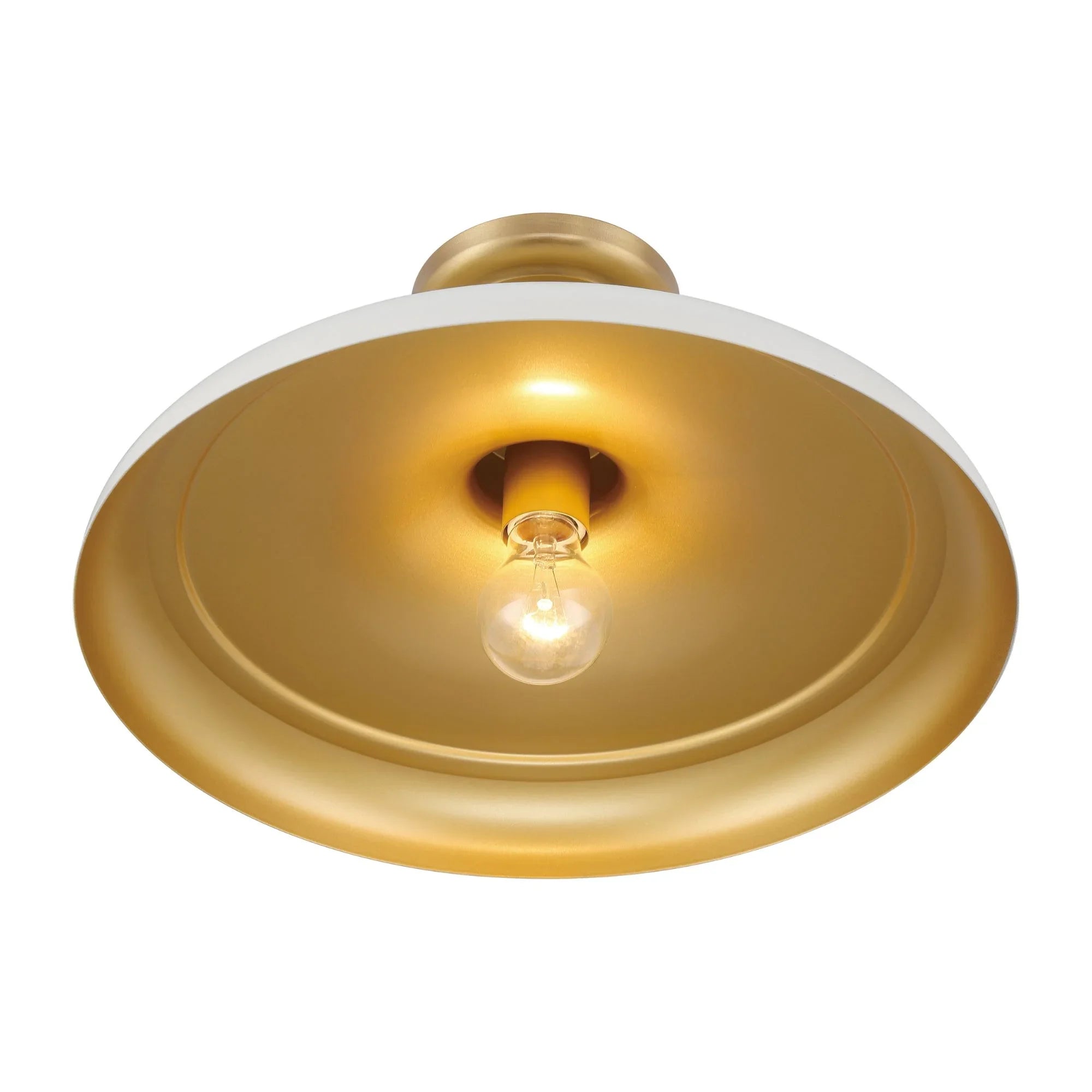 Crowne 16" Semi-Flush Mount, Legacy Brass & Off White Cream Finish