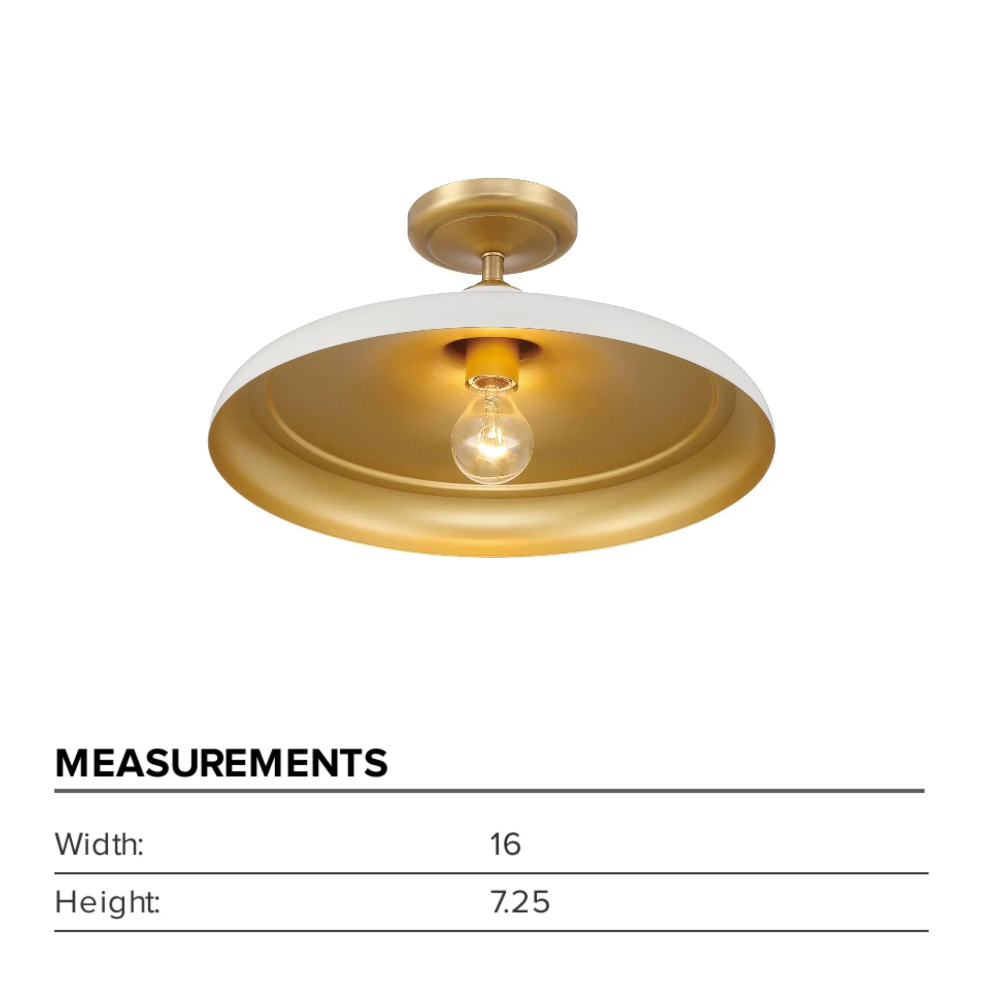 Crowne 16" Semi-Flush Mount, Legacy Brass & Off White Cream Finish