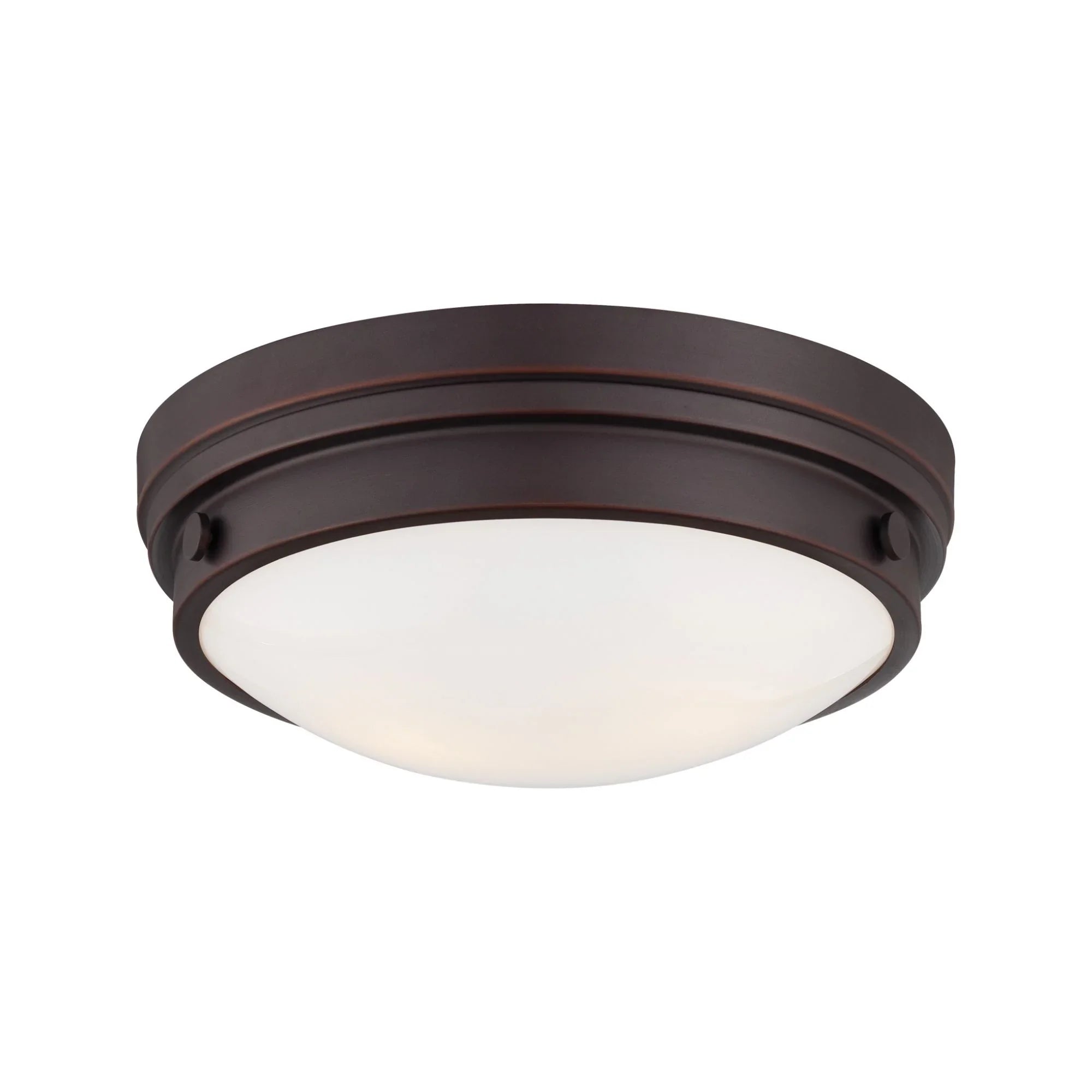 13" 2-Light Flush Mount, Lathan Bronze Finish