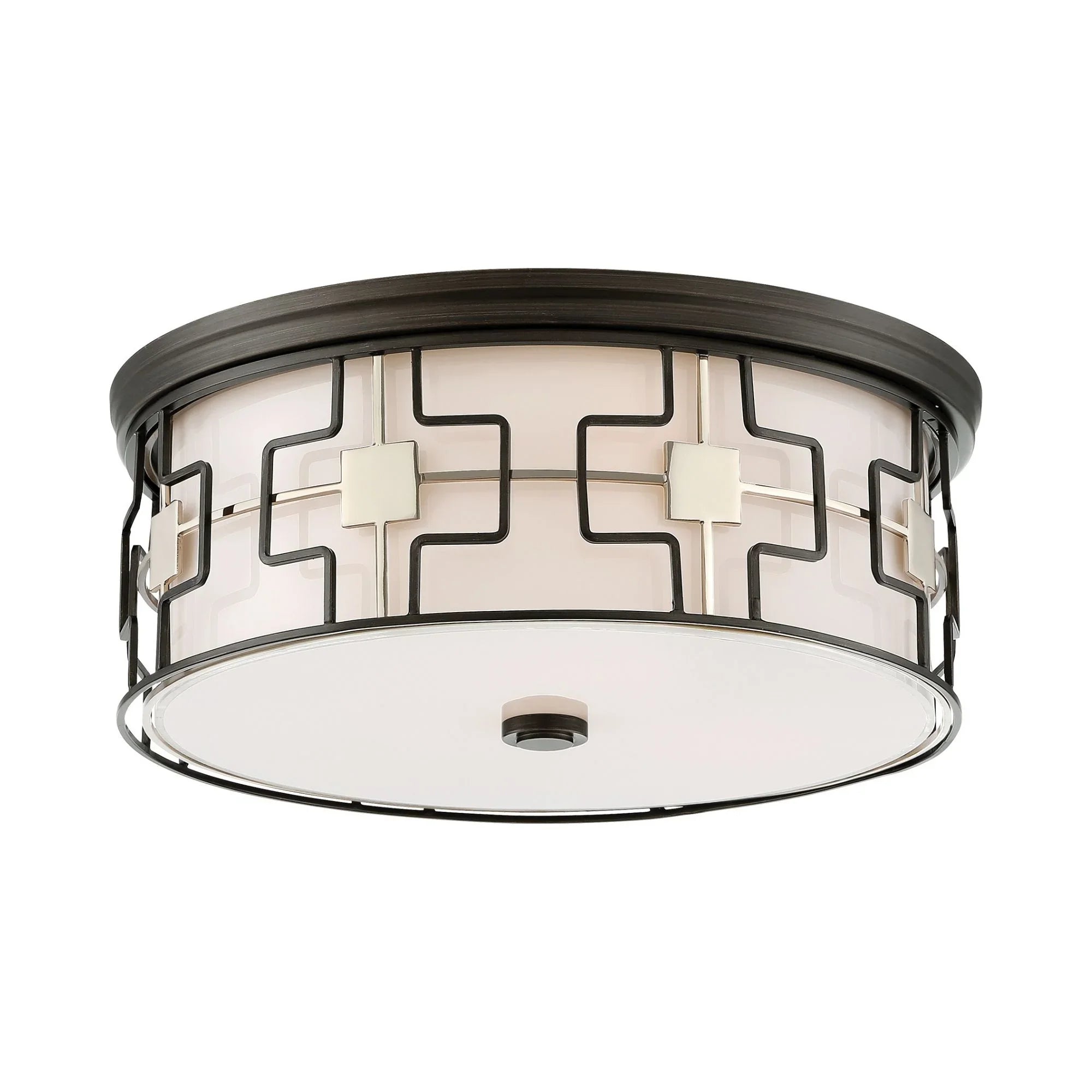 16" LED Flush Mount, Dark Gray & Polished Nickel Finish