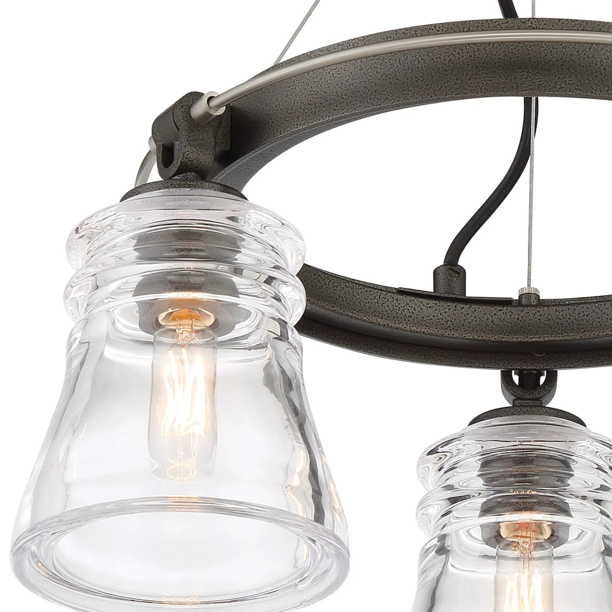 Graham Avenue 17" 3-Light Semi-Flush Mount, Smoked Iron & Brushed Nickel Finish