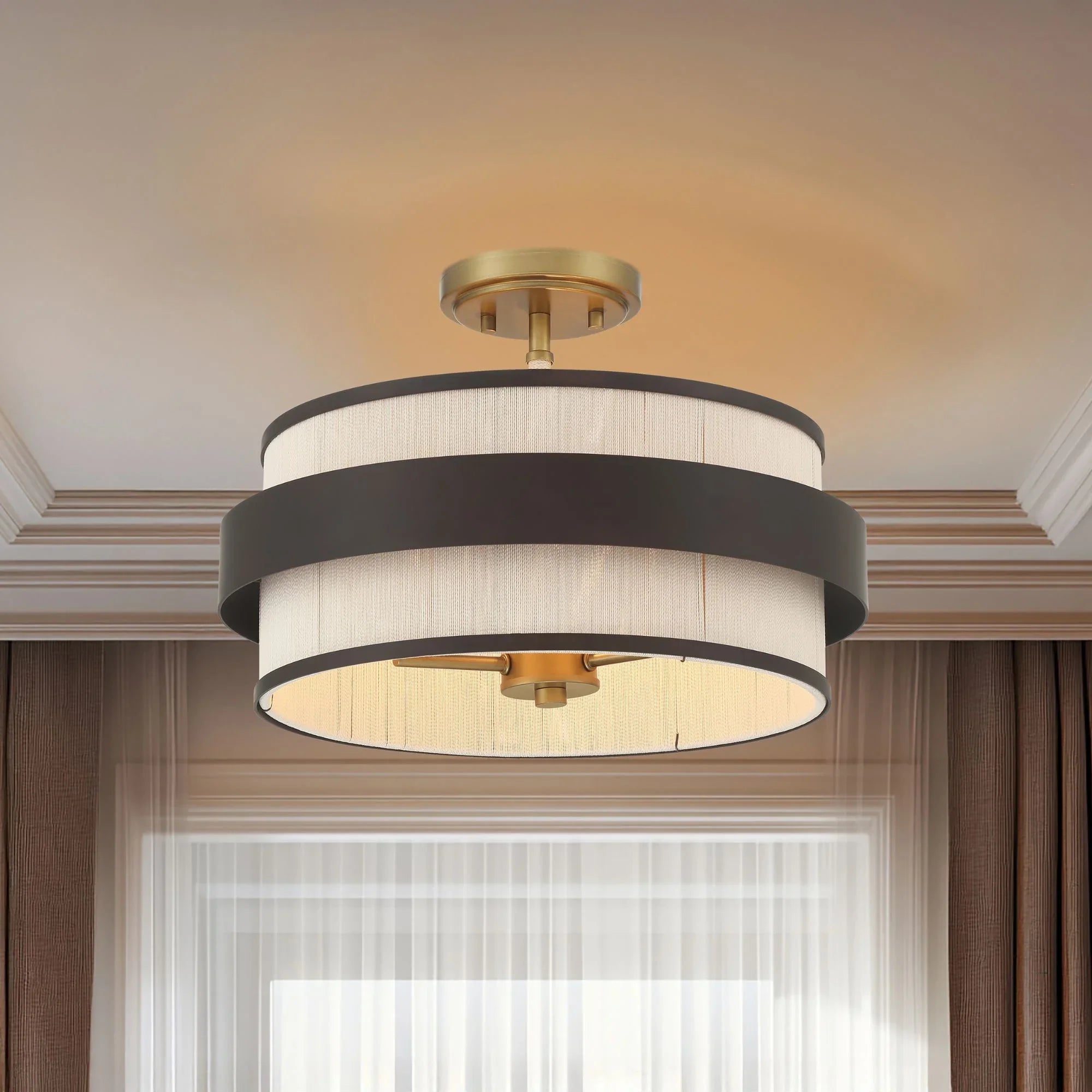 Harbor Wrap 16" 3-Light Semi-Flush Mount, Legacy Brass & Bronze Finish