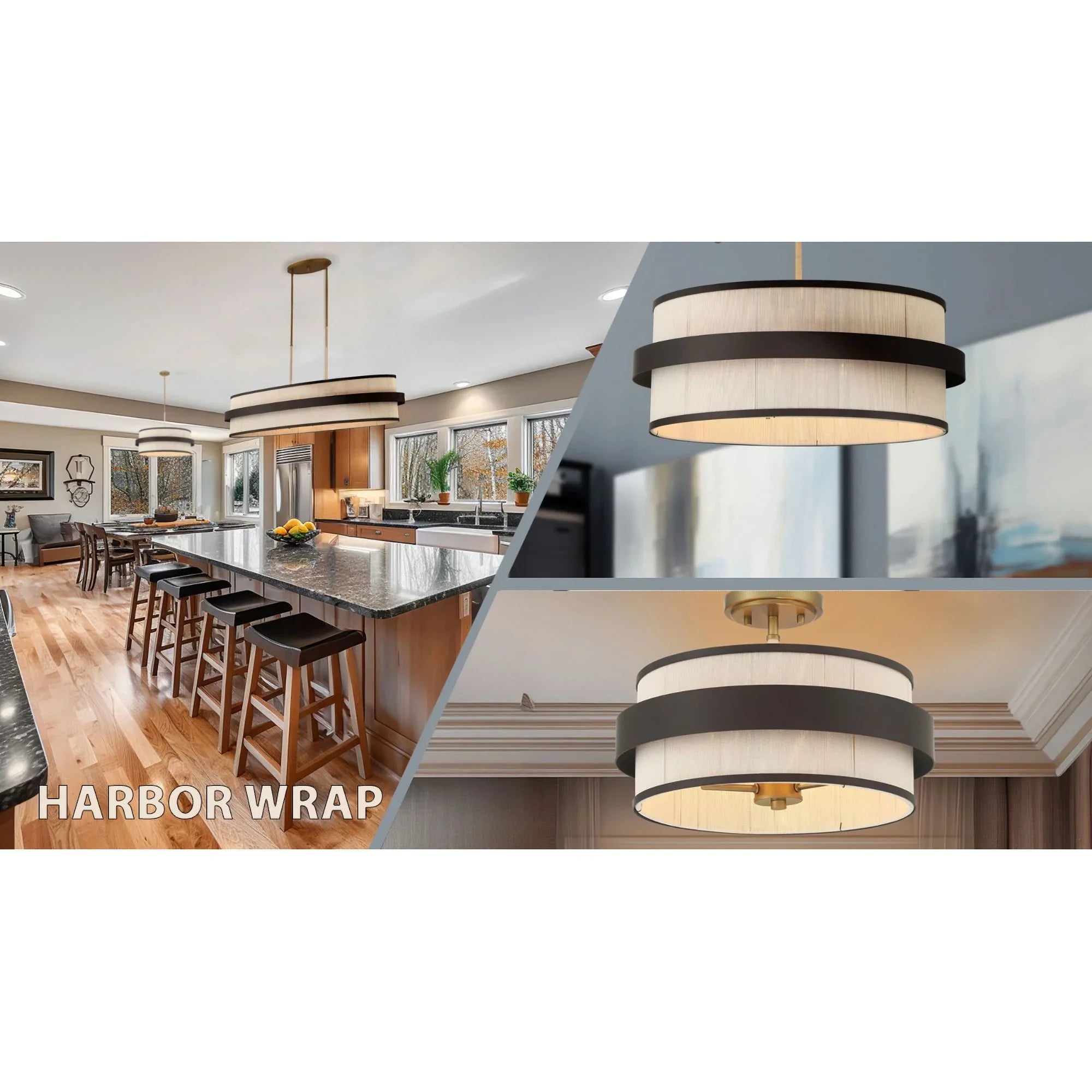 Harbor Wrap 16" 3-Light Semi-Flush Mount, Legacy Brass & Bronze Finish