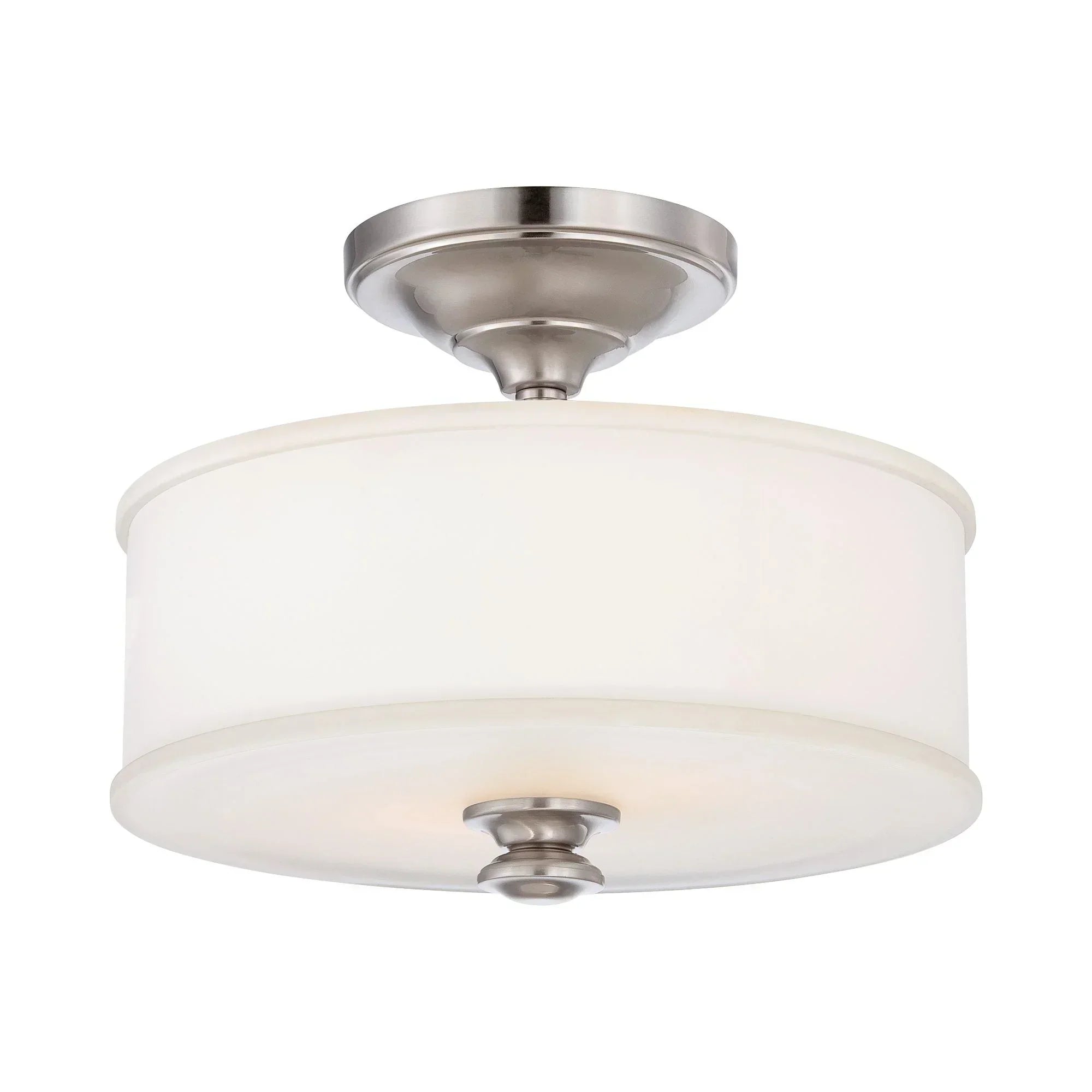 Harbour Point 14" 2-Light Semi-Flush Mount, Brushed Nickel Finish