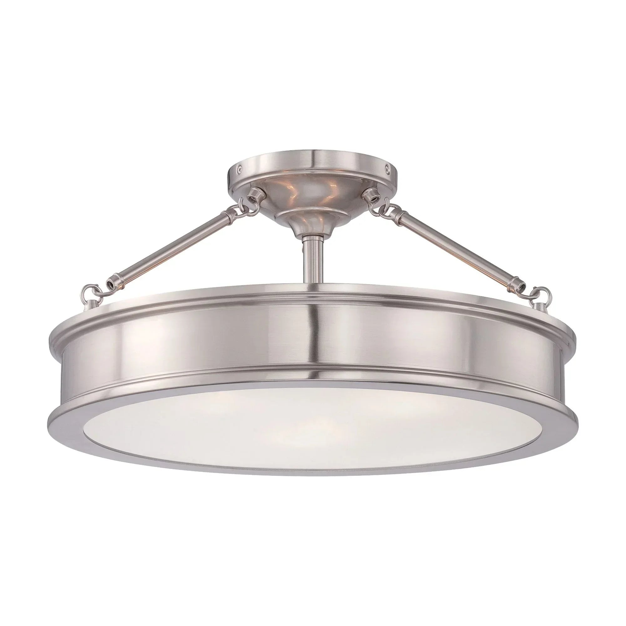 Harbour Point 19" 3-Light Semi-Flush Mount, Brushed Nickel Finish