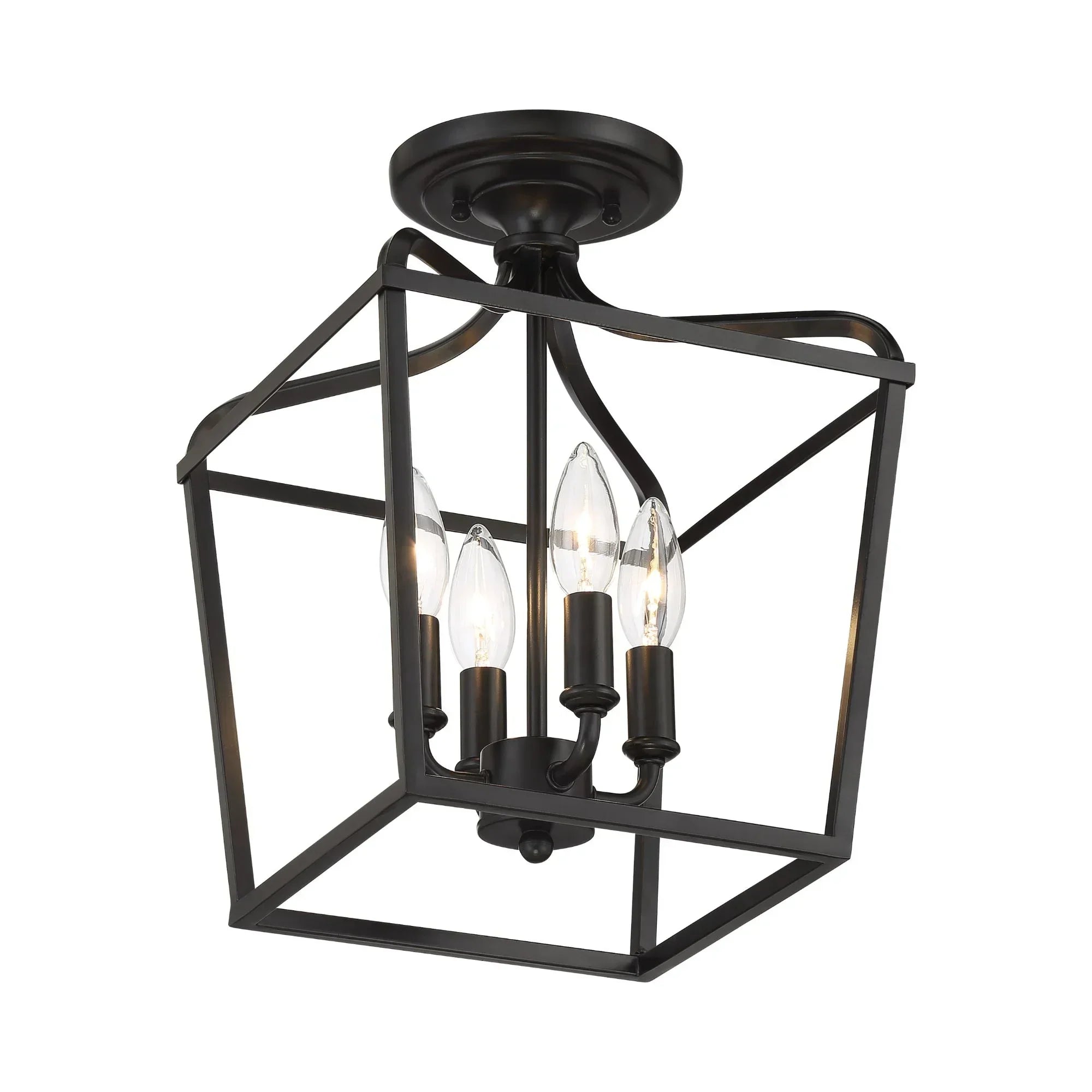 Laurel Estate 15" 4-Light Foyer Semi-Flush Mount, Coal Finish