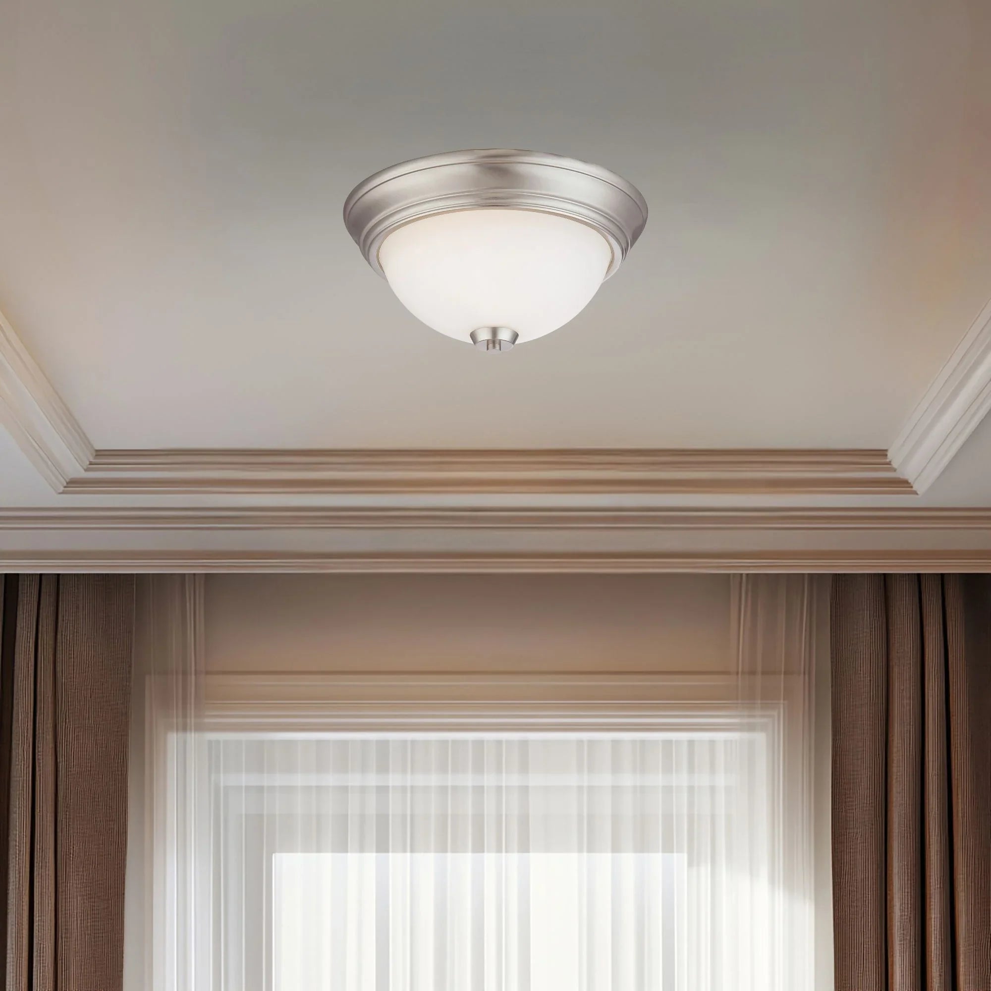 Overland Park 13" 2-Light Flush Mount, Brushed Nickel Finish