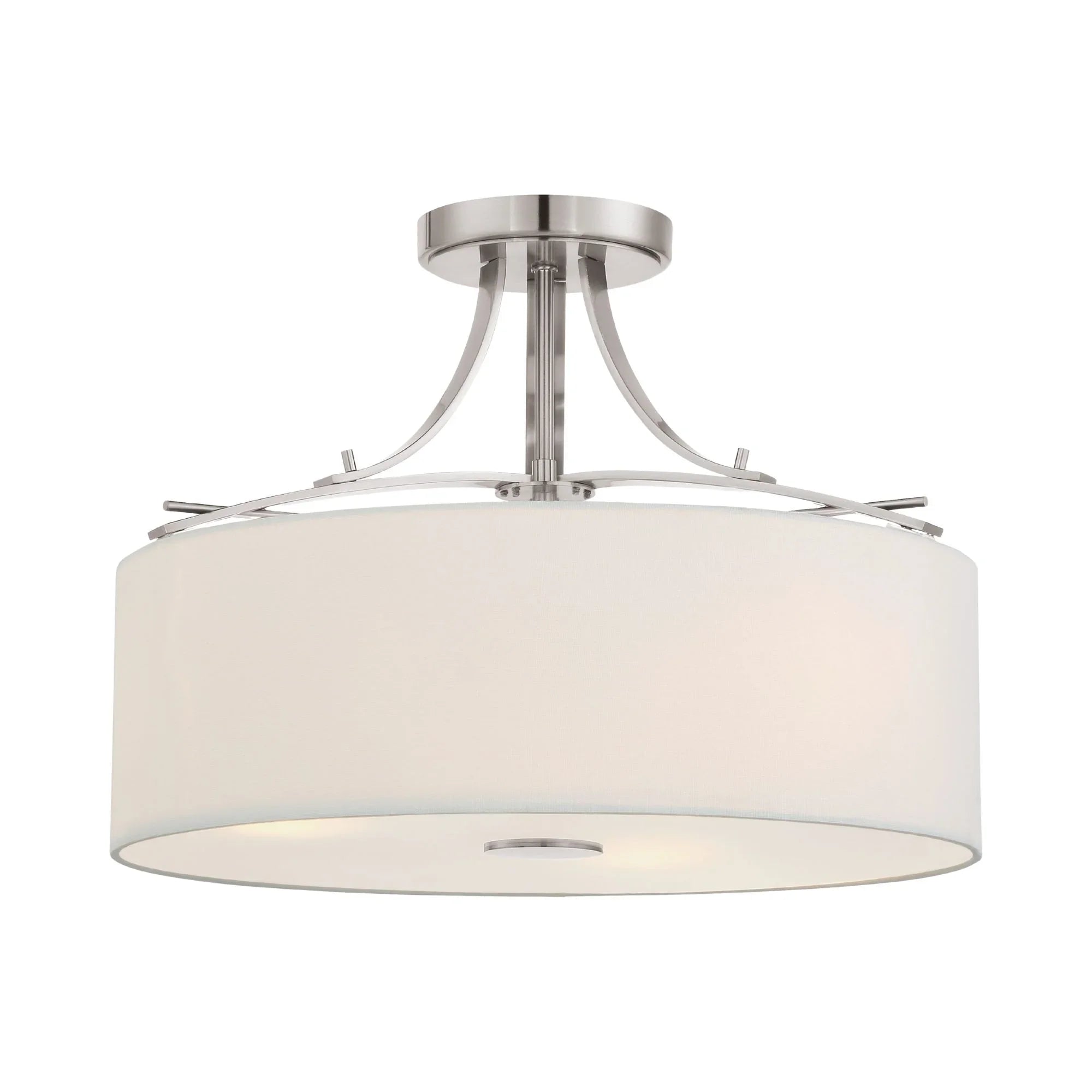 Poleis 17" 3-Light Semi-Flush Mount, Brushed Nickel Finish