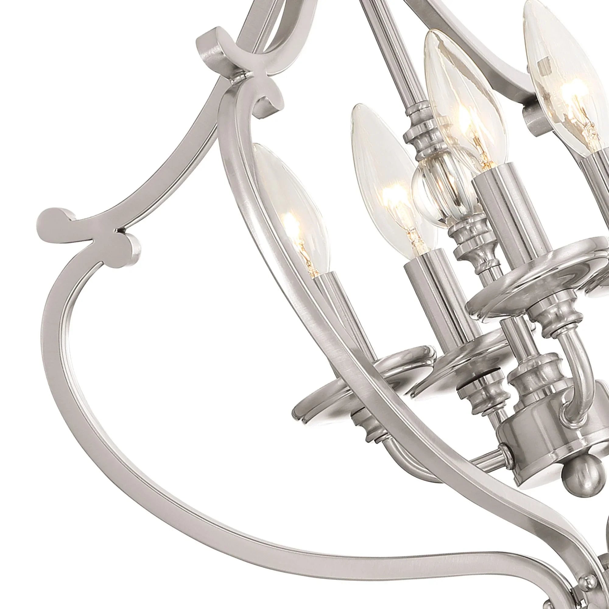 Savannah Row 21" 4-Light Semi-Flush Convertible Pendant, Brushed Nickel Finish