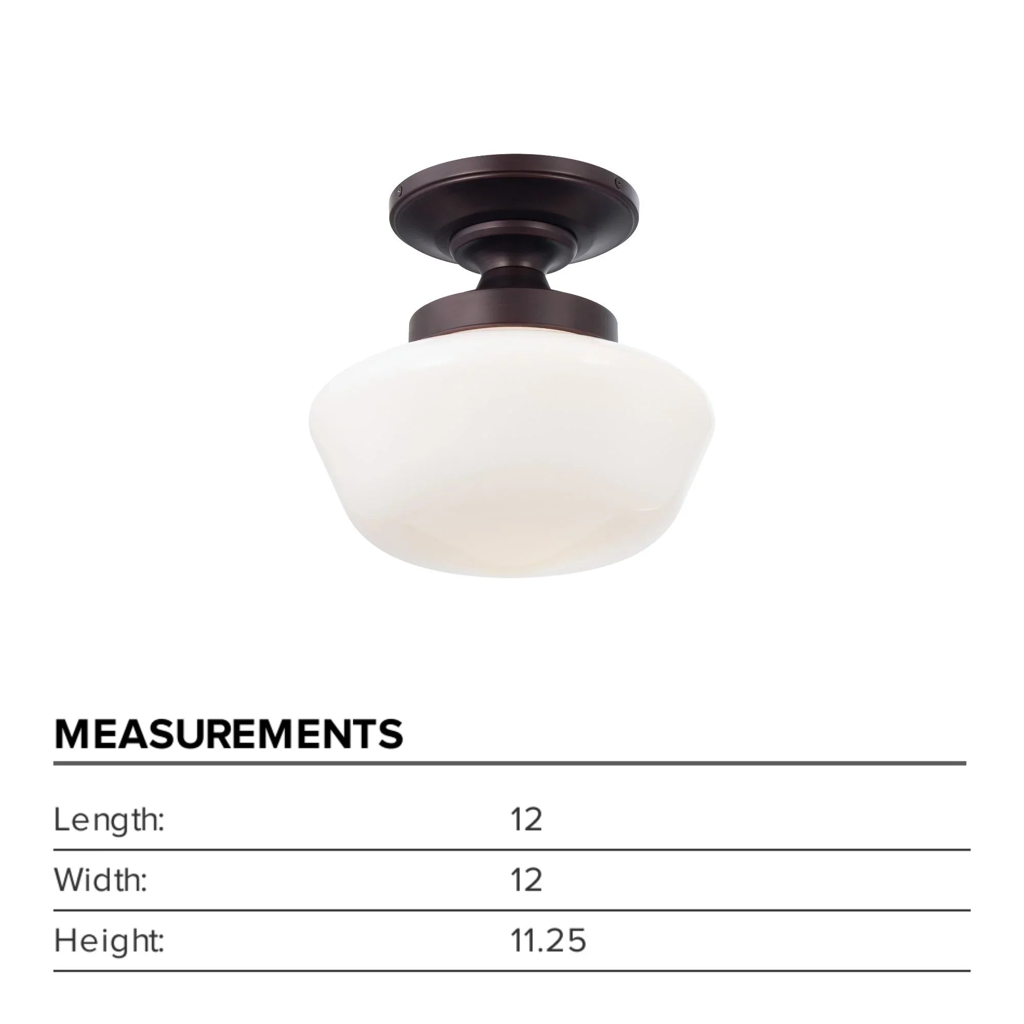 12" Semi-Flush Mount, Brushed Bronze Finish