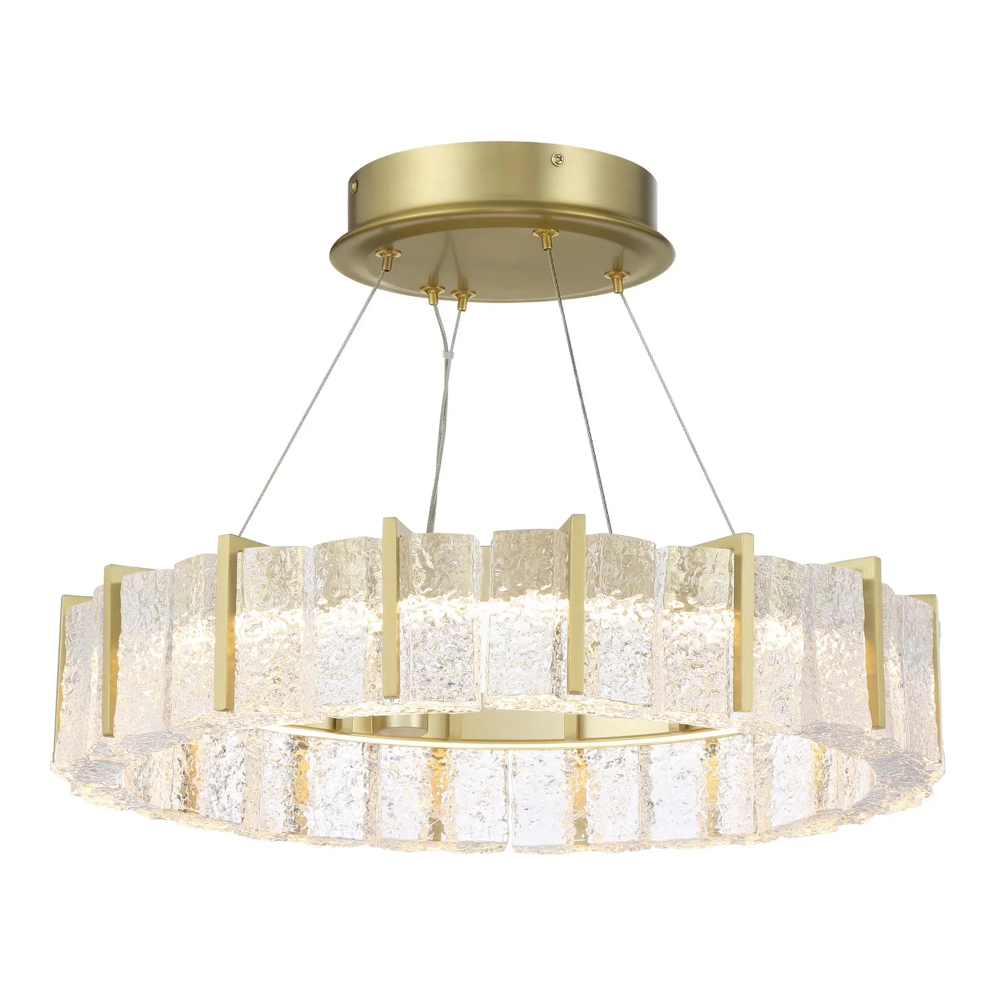 Sevryn 20" LED Semi-Flush Convertible Pendant, Soft Brass with Crystals