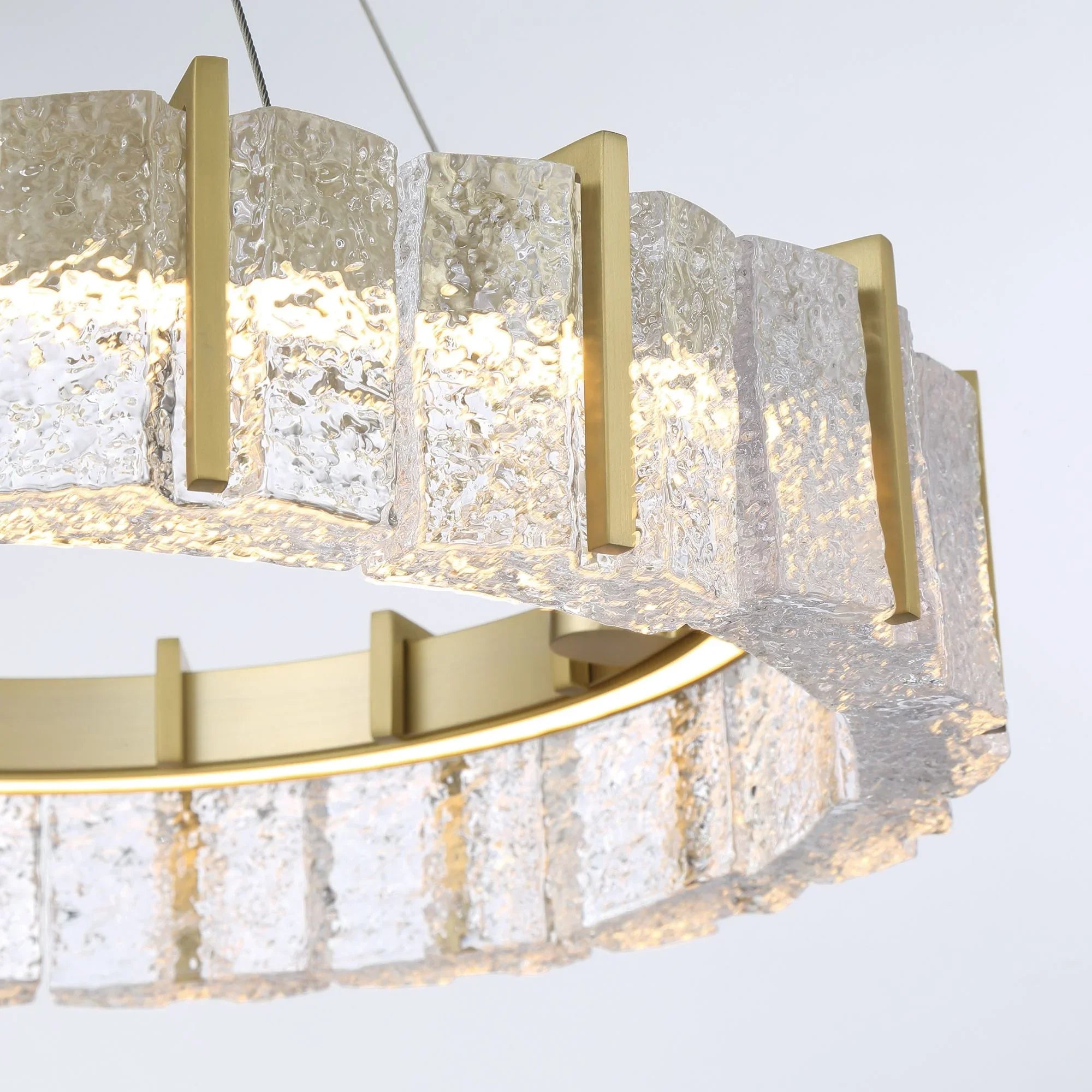 Sevryn 20" LED Semi-Flush Convertible Pendant, Soft Brass with Crystals