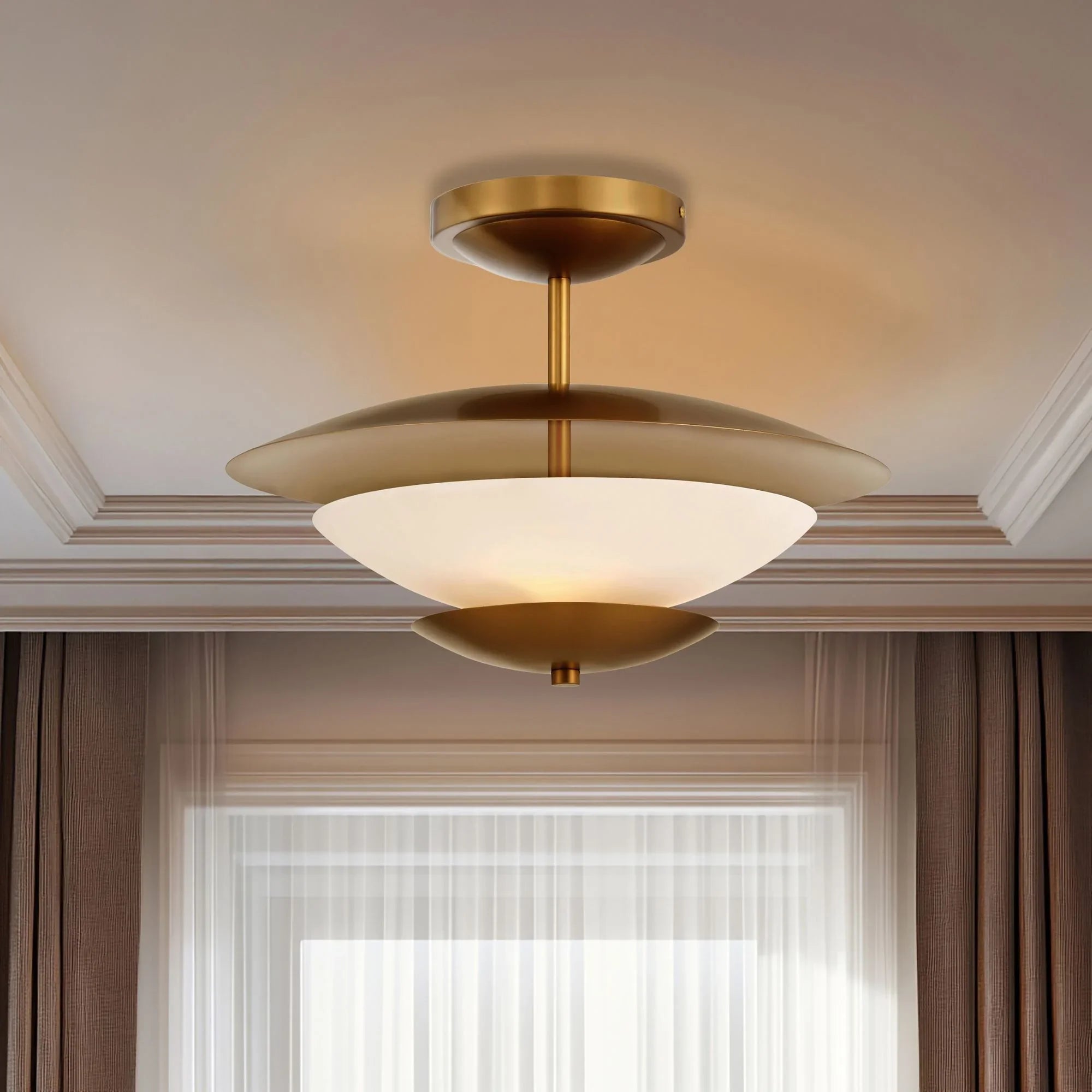 Solara 18" 3-Light Semi-Flush Mount, Legacy Brass Finish