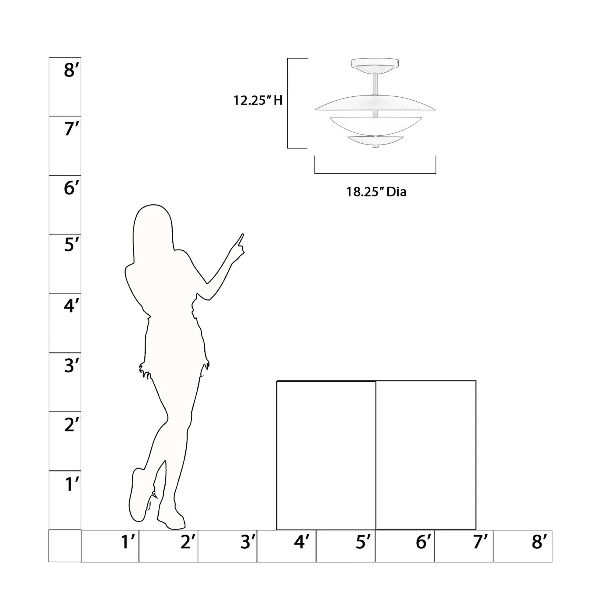 Solara 18" 3-Light Semi-Flush Mount, Legacy Brass Finish