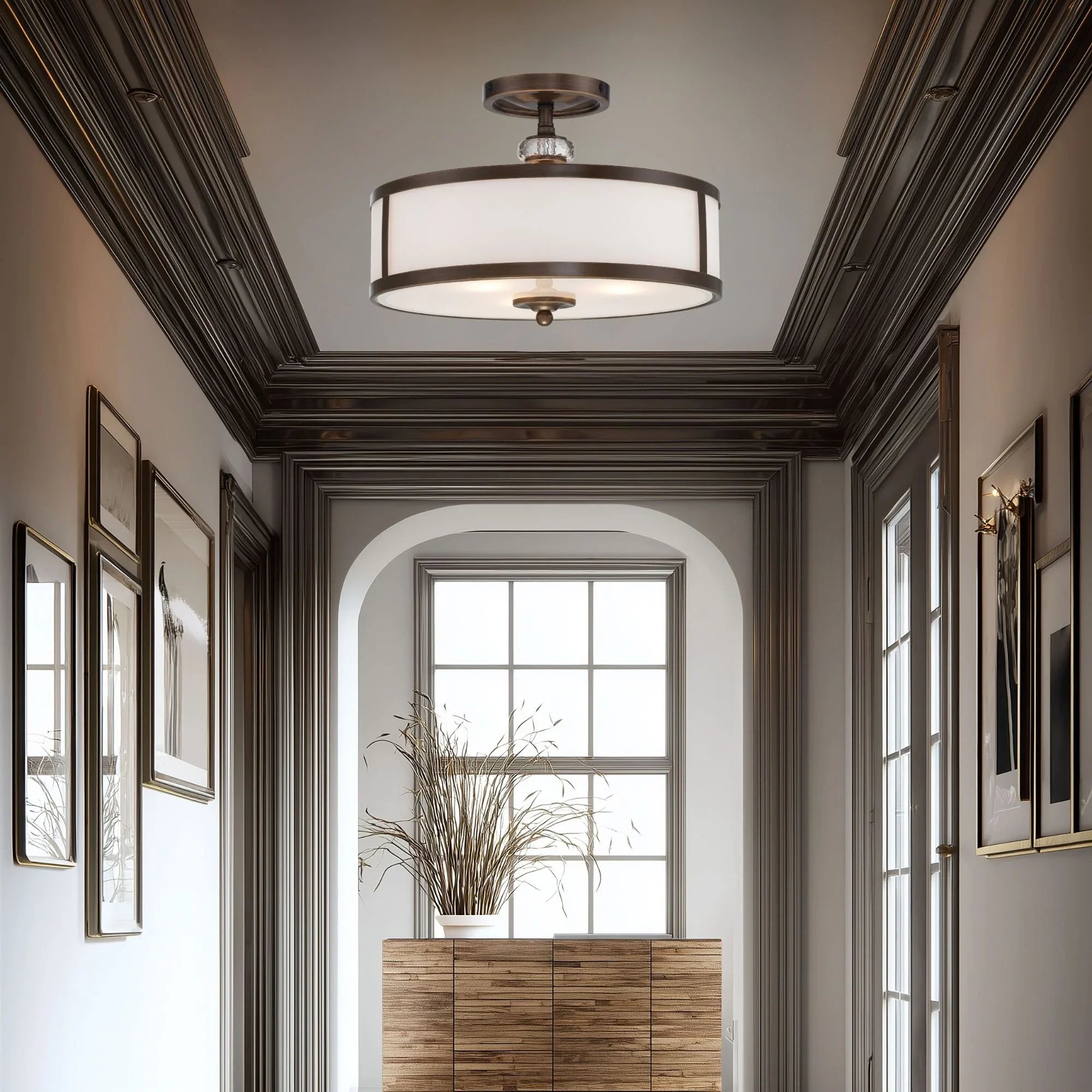 Thorndale 15" 3-Light Semi-Flush Mount, Dark Noble Bronze Finish