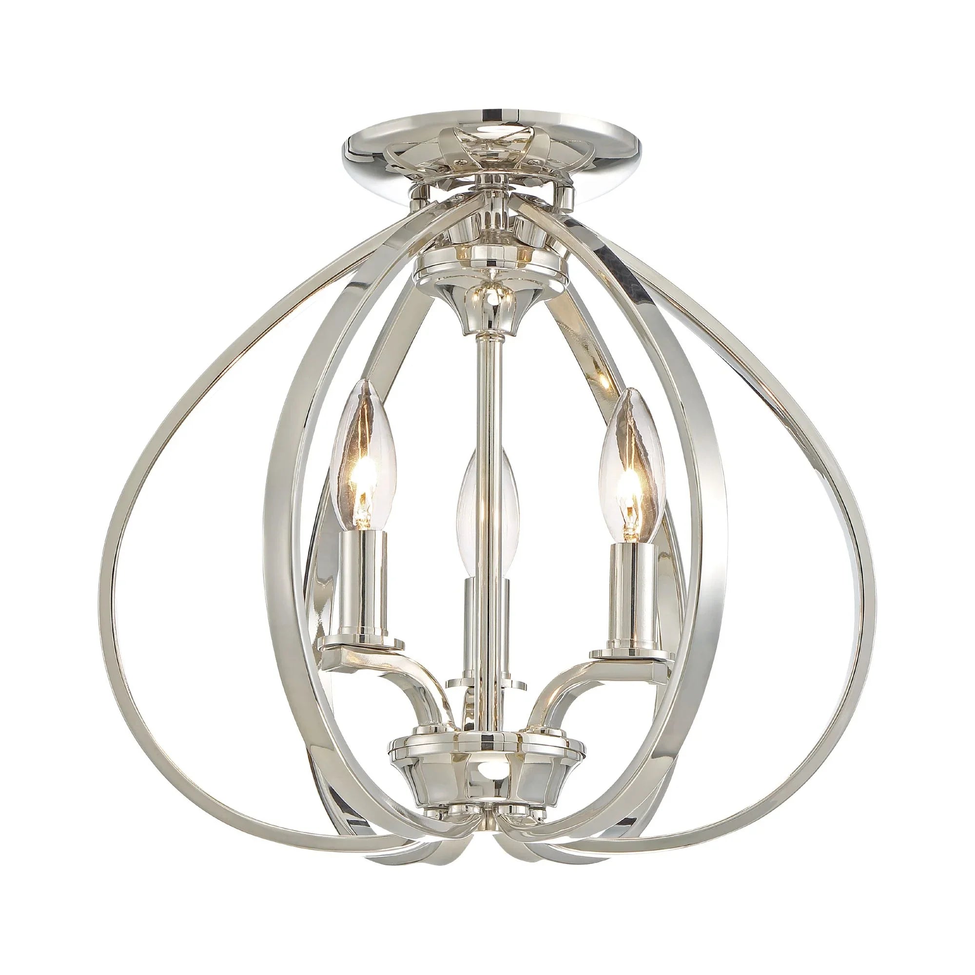 Tilbury 14" 3-Light Semi-Flush Mount, Polished Nickel Finish