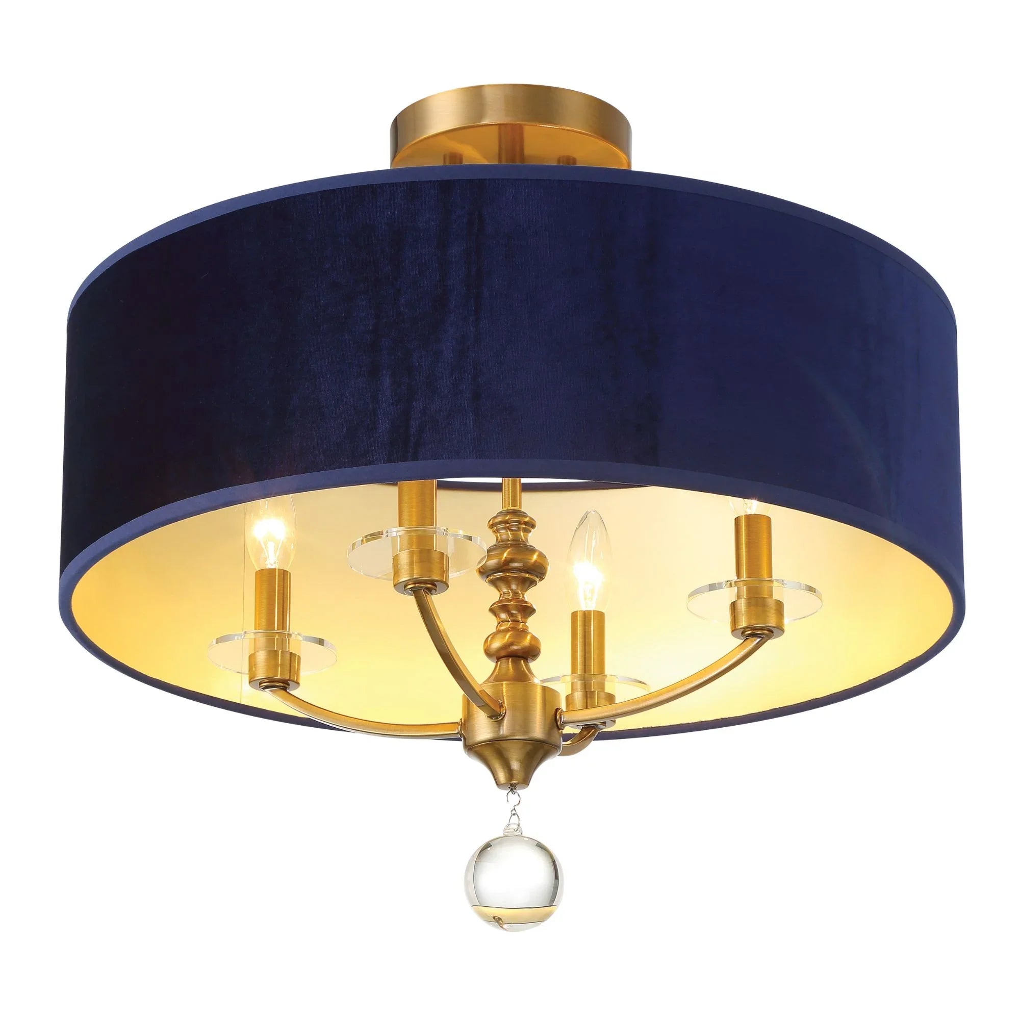 Van Noord 21" 4-Light Semi-Flush Mount, Oxidized Aged Brass Finish