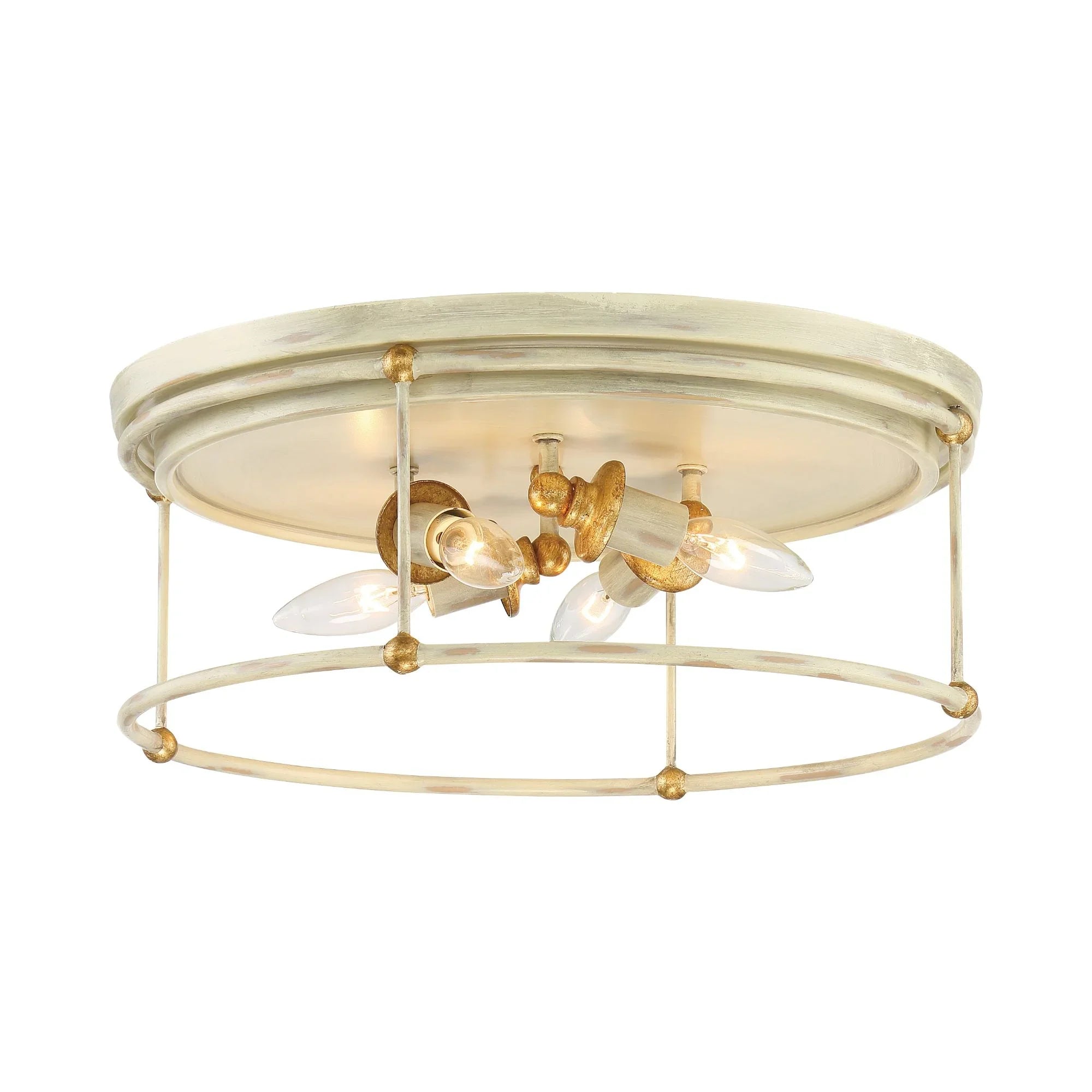 Westchester County 17" Flush Mount, Farmhouse White & Gold Finish