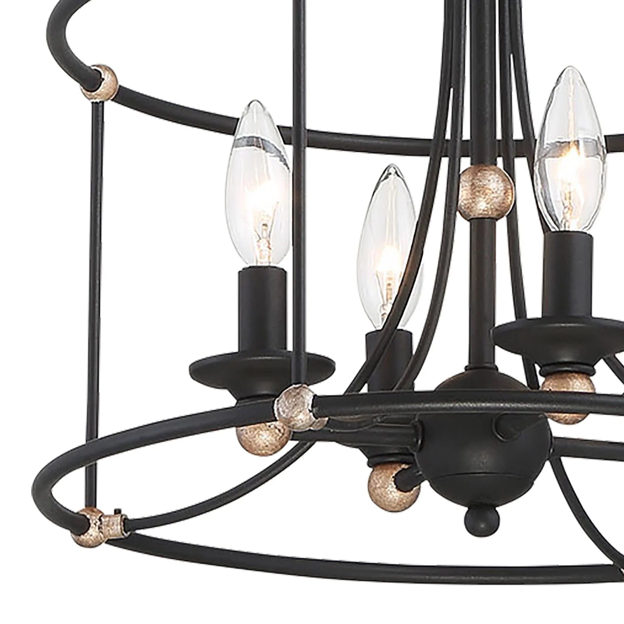 Westchester County 16" 4-Light Semi-Flush Mount, Sand Coal & Gold Finish