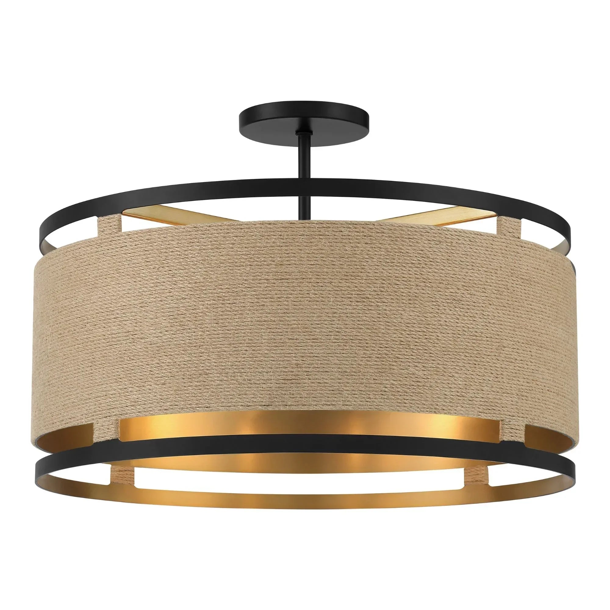 Windward Passage 21" 4-Light Semi-Flush Mount, Coal & Soft Brass Finish