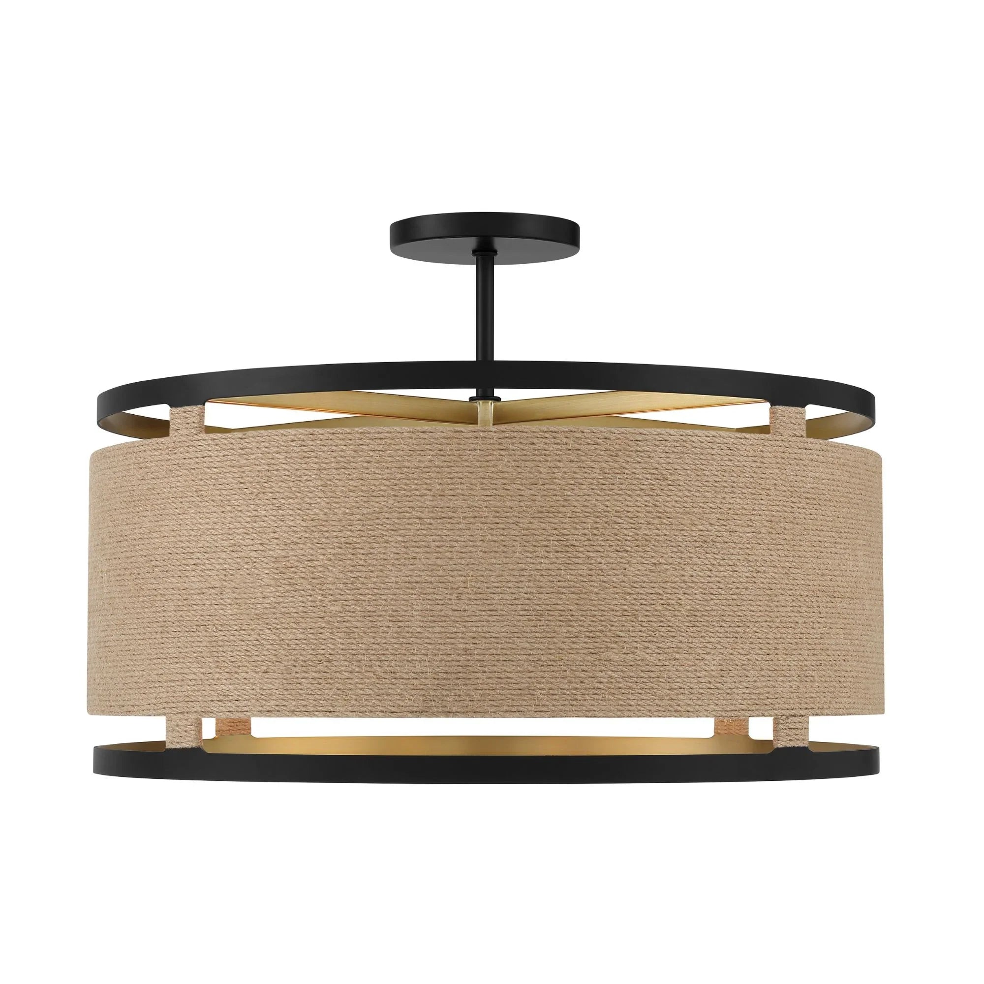 Windward Passage 21" 4-Light Semi-Flush Mount, Coal & Soft Brass Finish