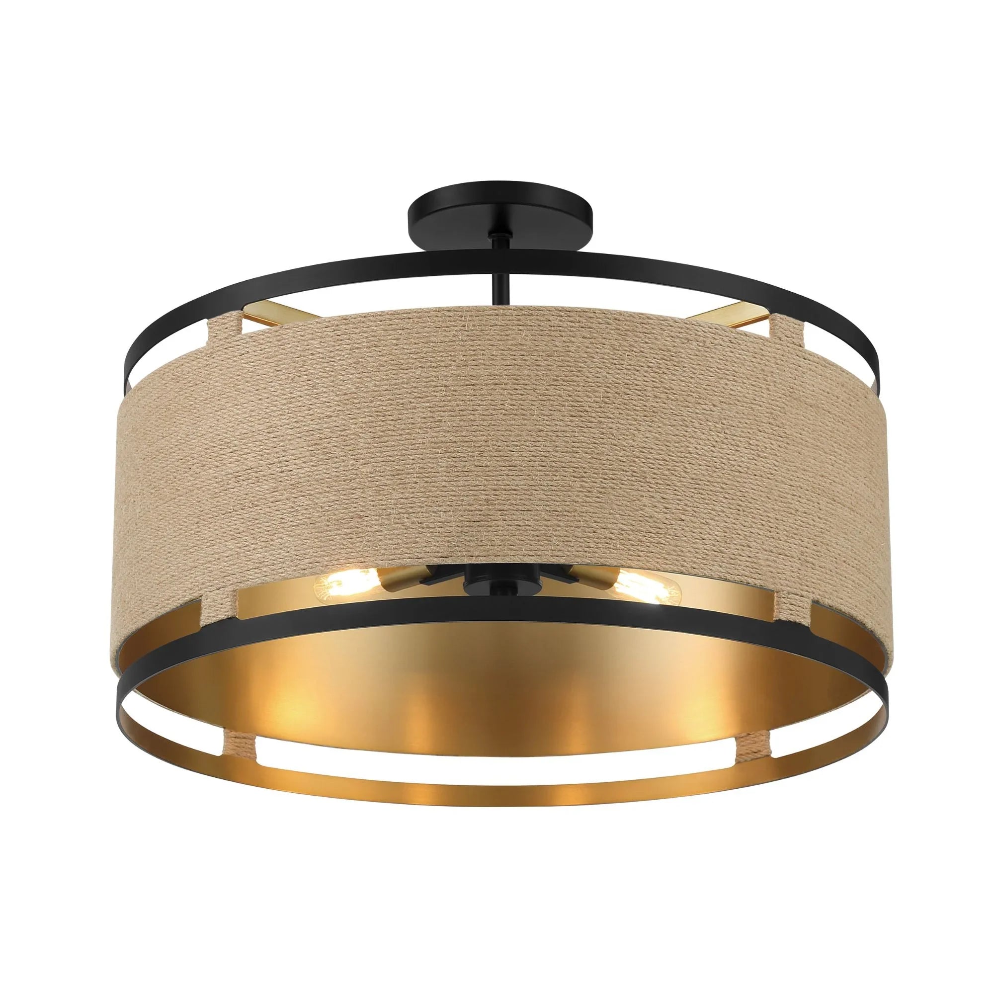 Windward Passage 21" 4-Light Semi-Flush Mount, Coal & Soft Brass Finish