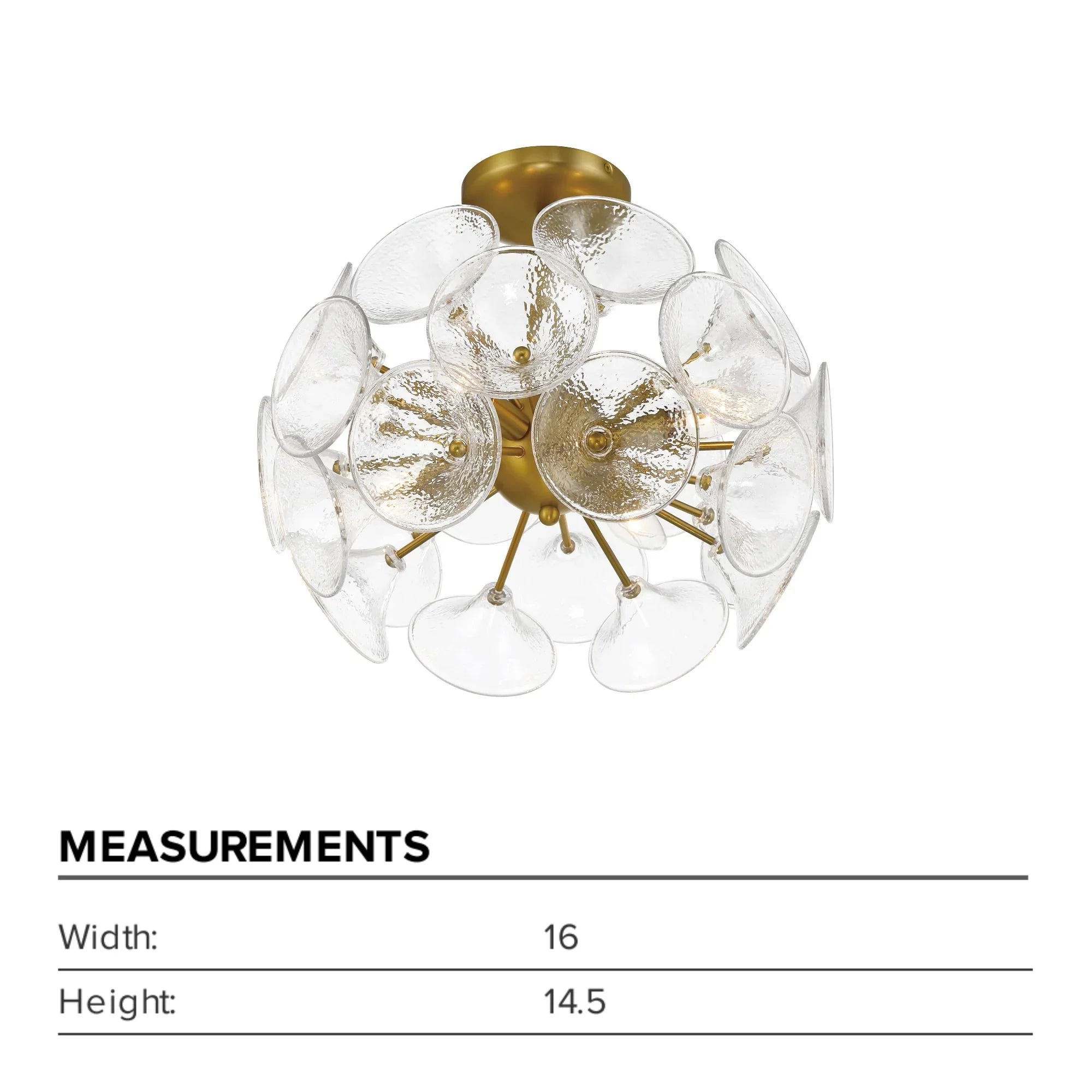 Winter 16" 4-Light Semi-Flush Mount, Soft Brass Finish