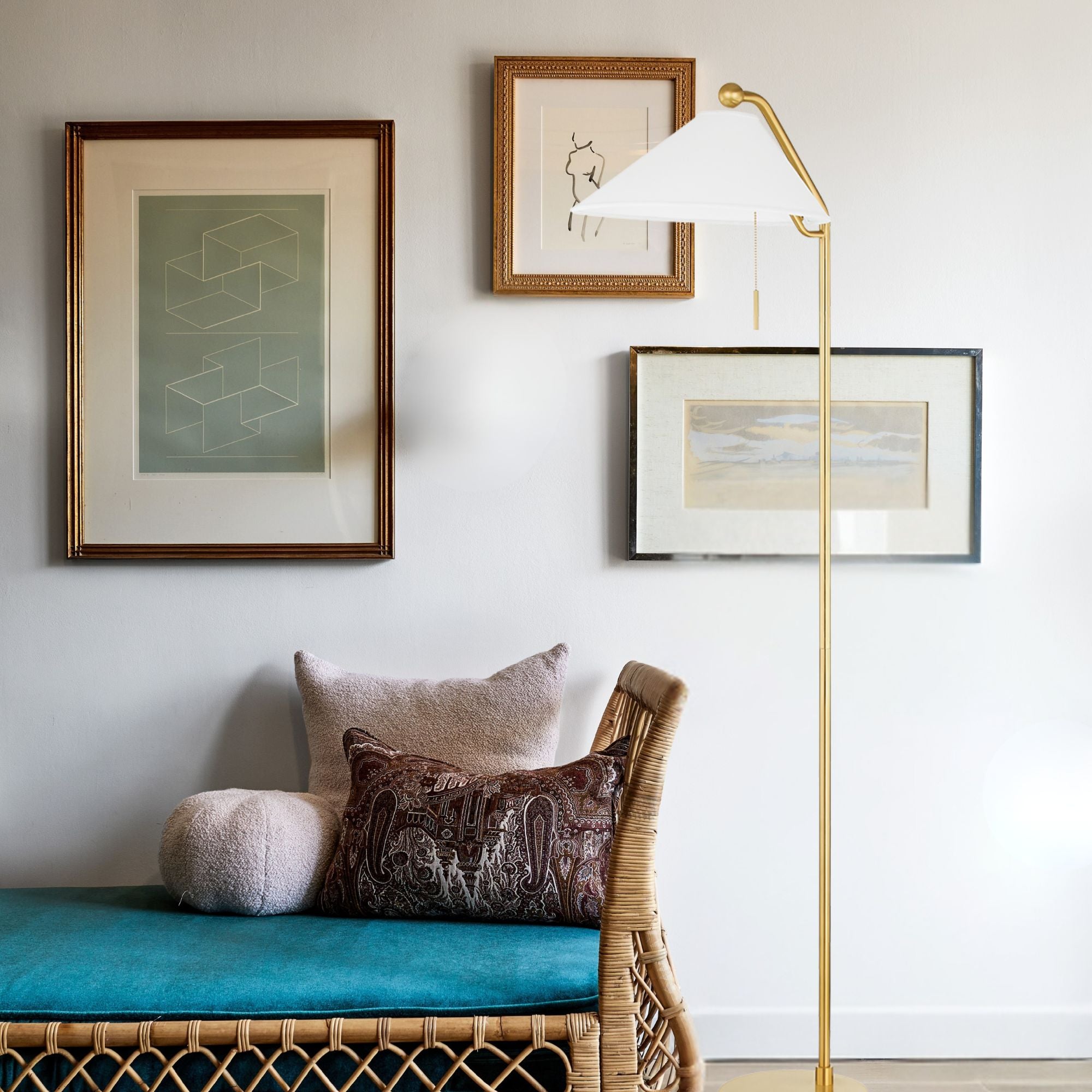 Aisa Floor Lamp Aged Brass Finish