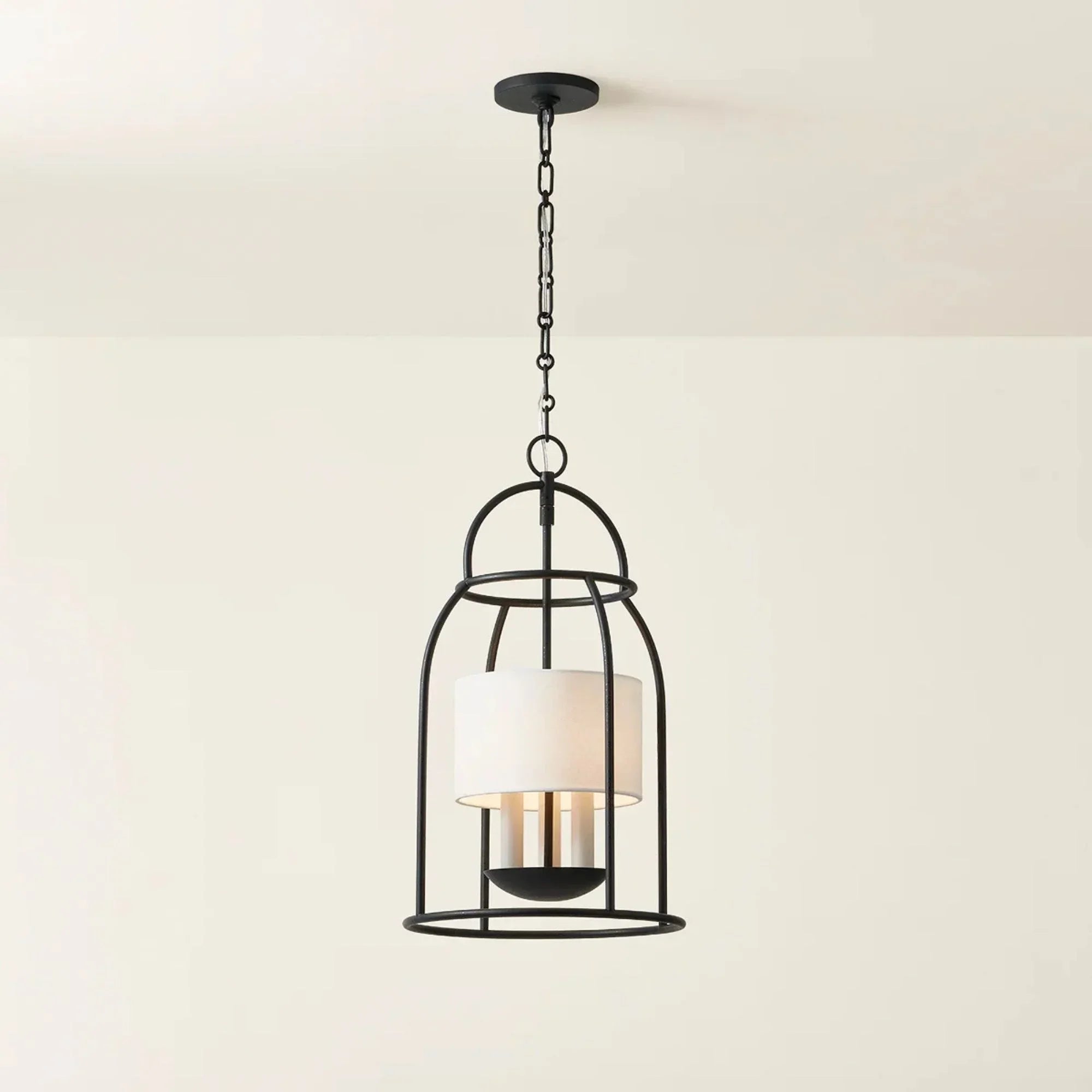 Delia 22" 3-Light Hanging Lantern, Aged Iron Finish