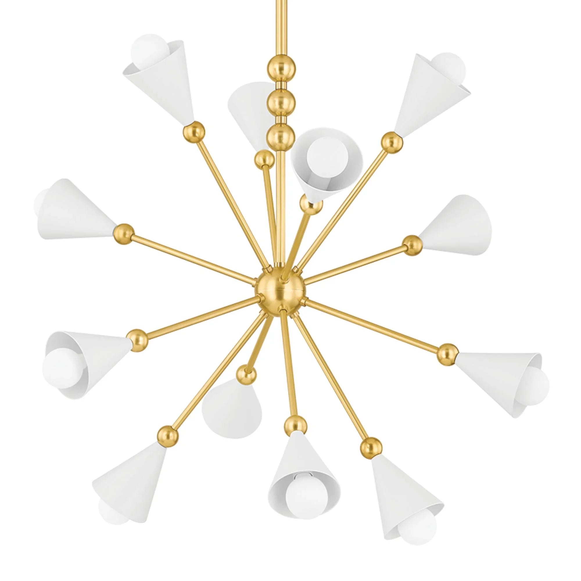 Hikari 28" 12-Light Chandelier, Aged Brass/Soft White Finish