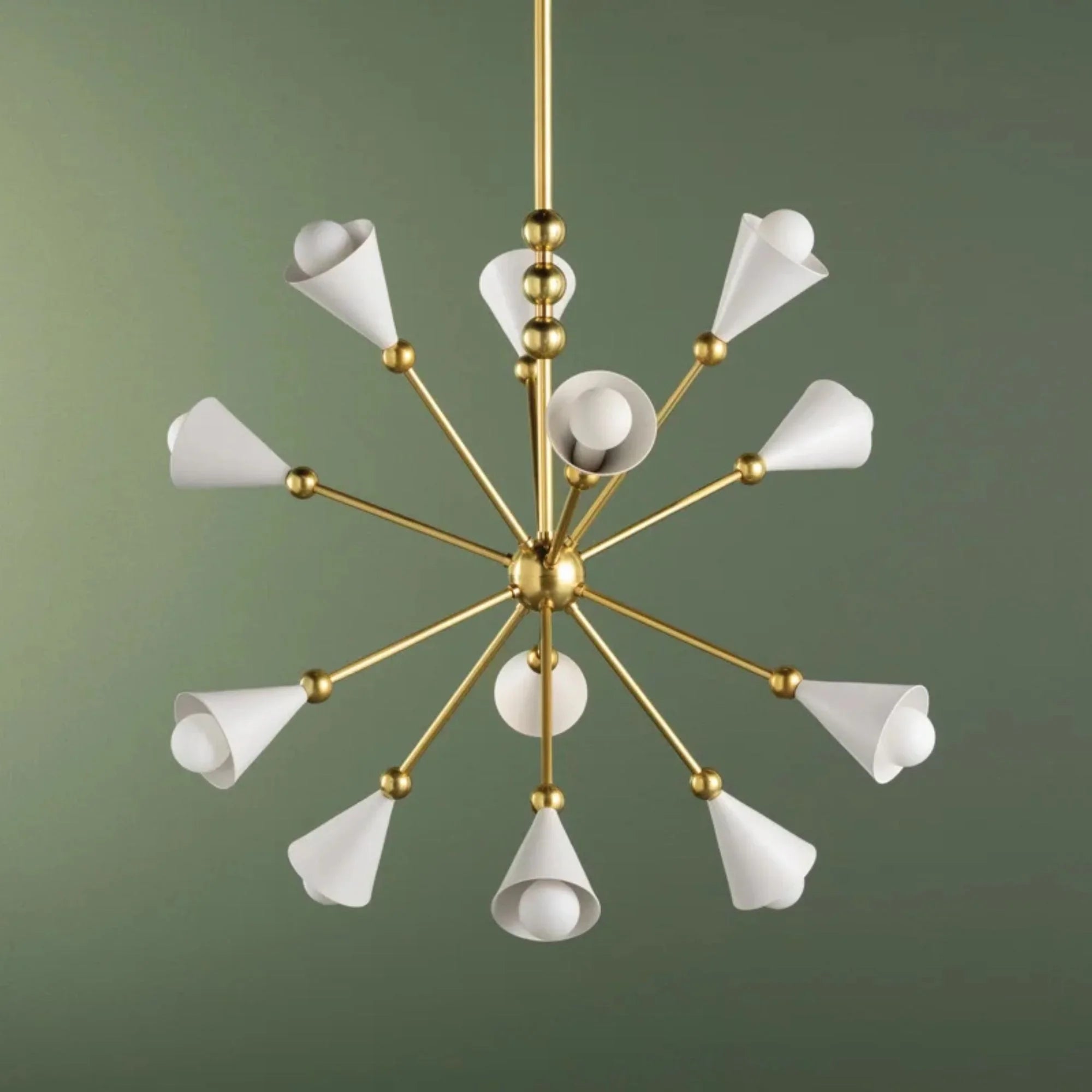 Hikari 28" 12-Light Chandelier, Aged Brass/Soft White Finish