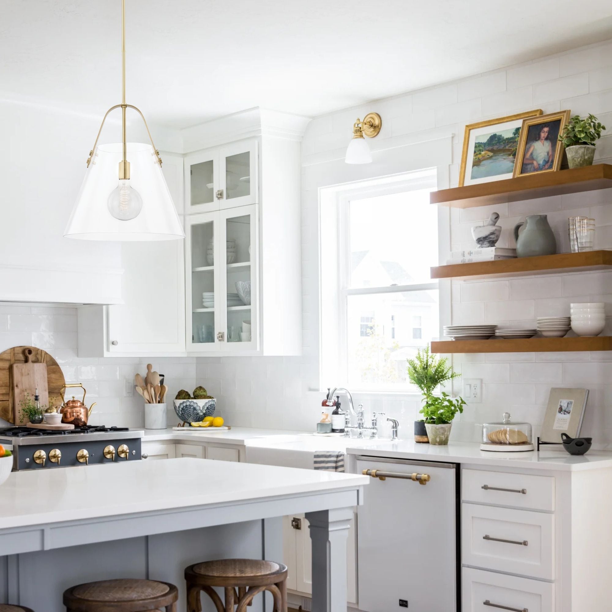 Karin 17" Pendant Light Brass Finish