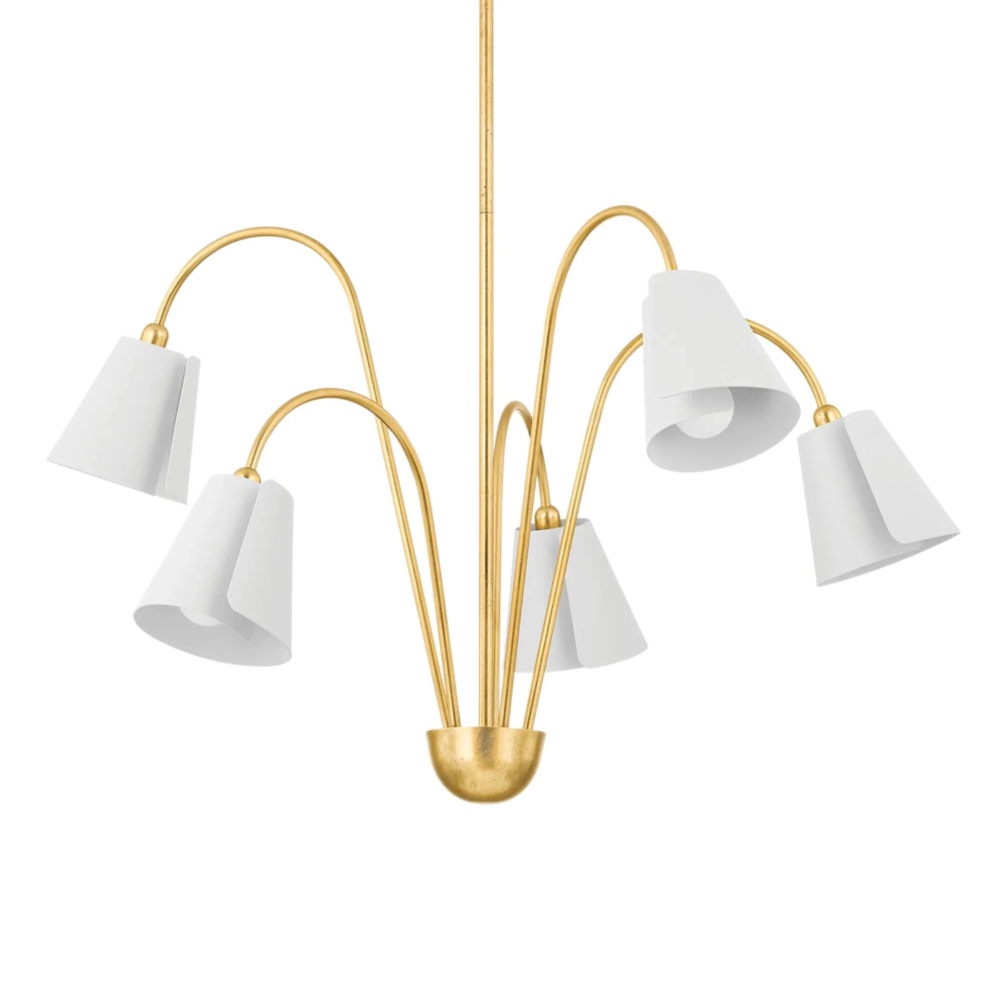 Lila 30" 5-Light Chandelier, Gold Leaf/Textured White Finish