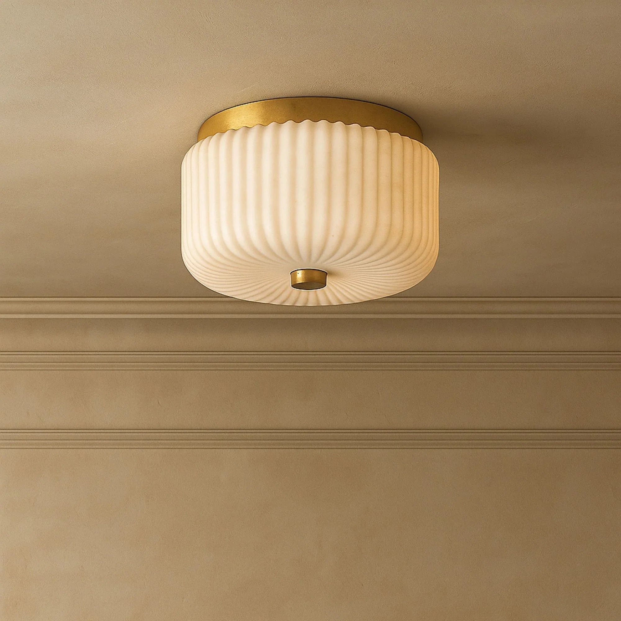 Lydia 10" 2-Light Flush Mount, Aged Brass Finish