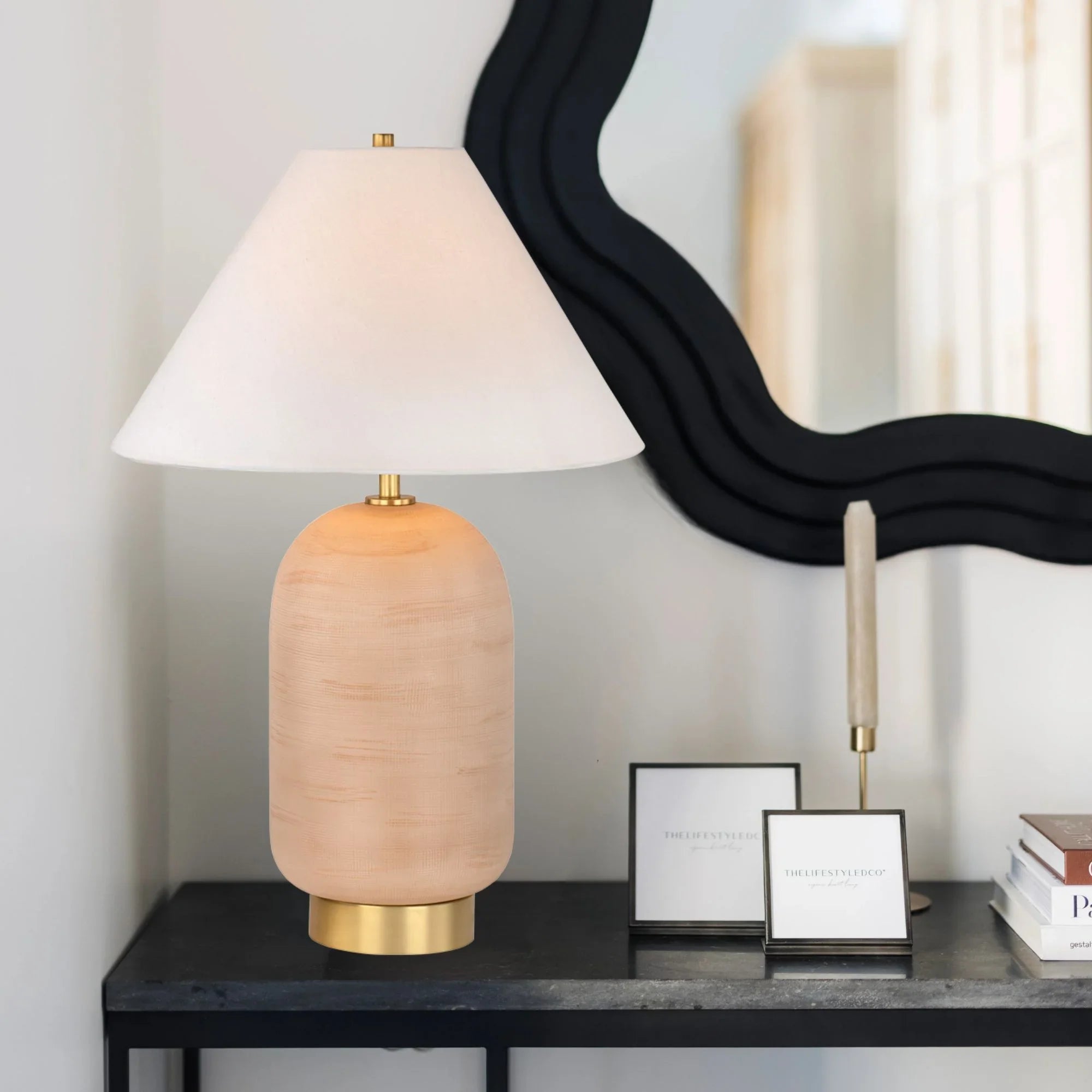 Raven 27" Table Lamp, Aged Brass Finish