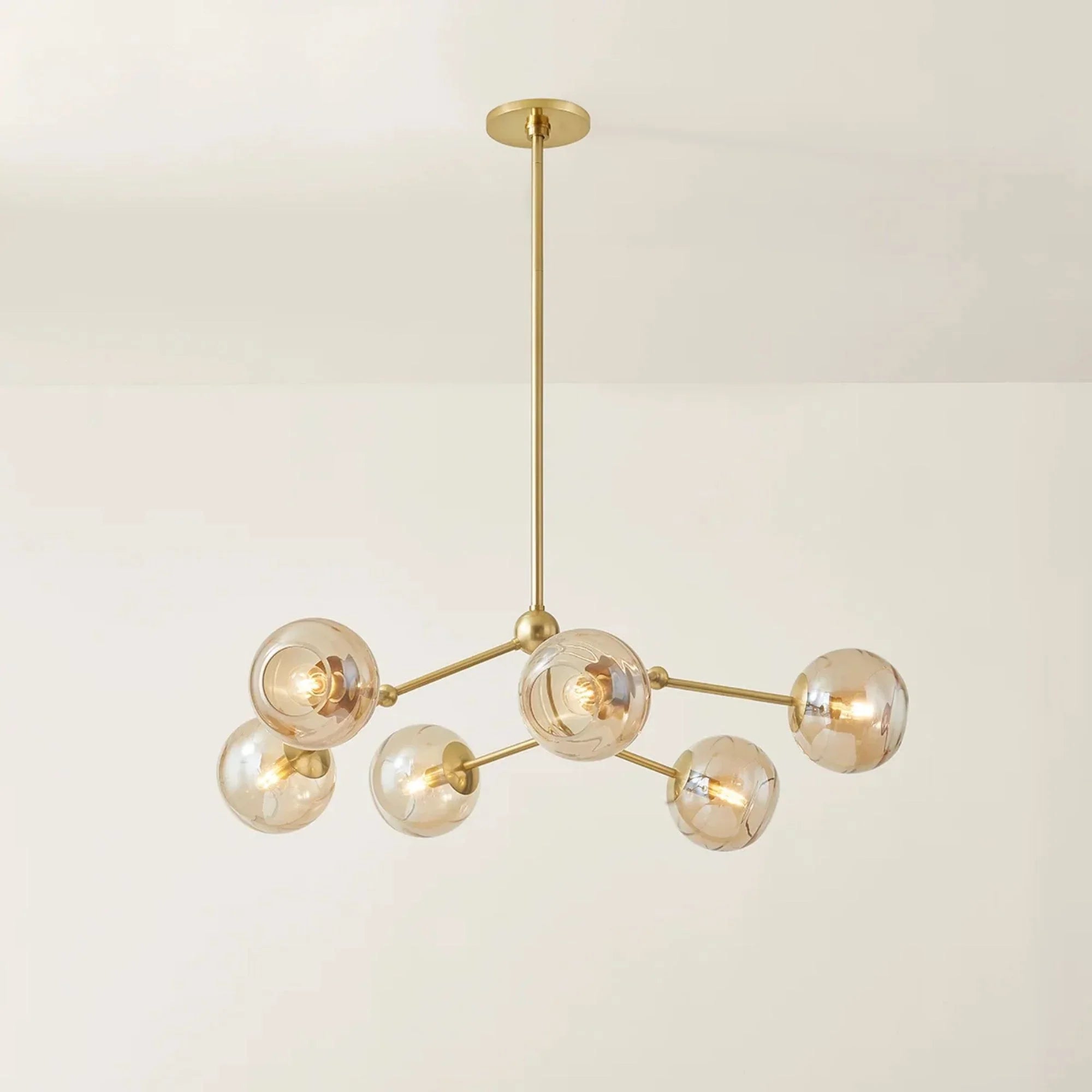 Trixie 35" 6-Light Chandelier, Aged Brass Finish