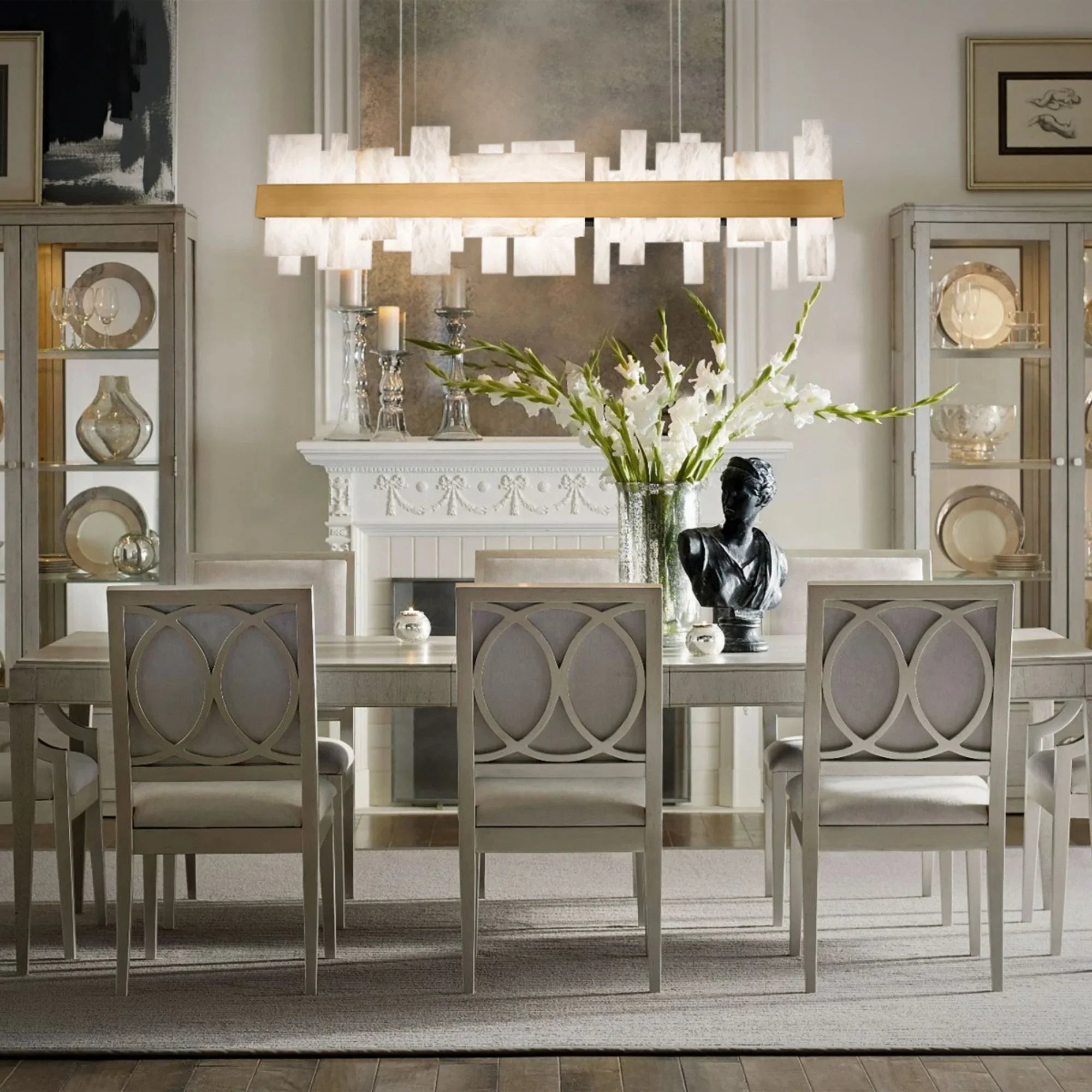 Acropolis 46" LED Linear Pendant, Aged Brass Finish