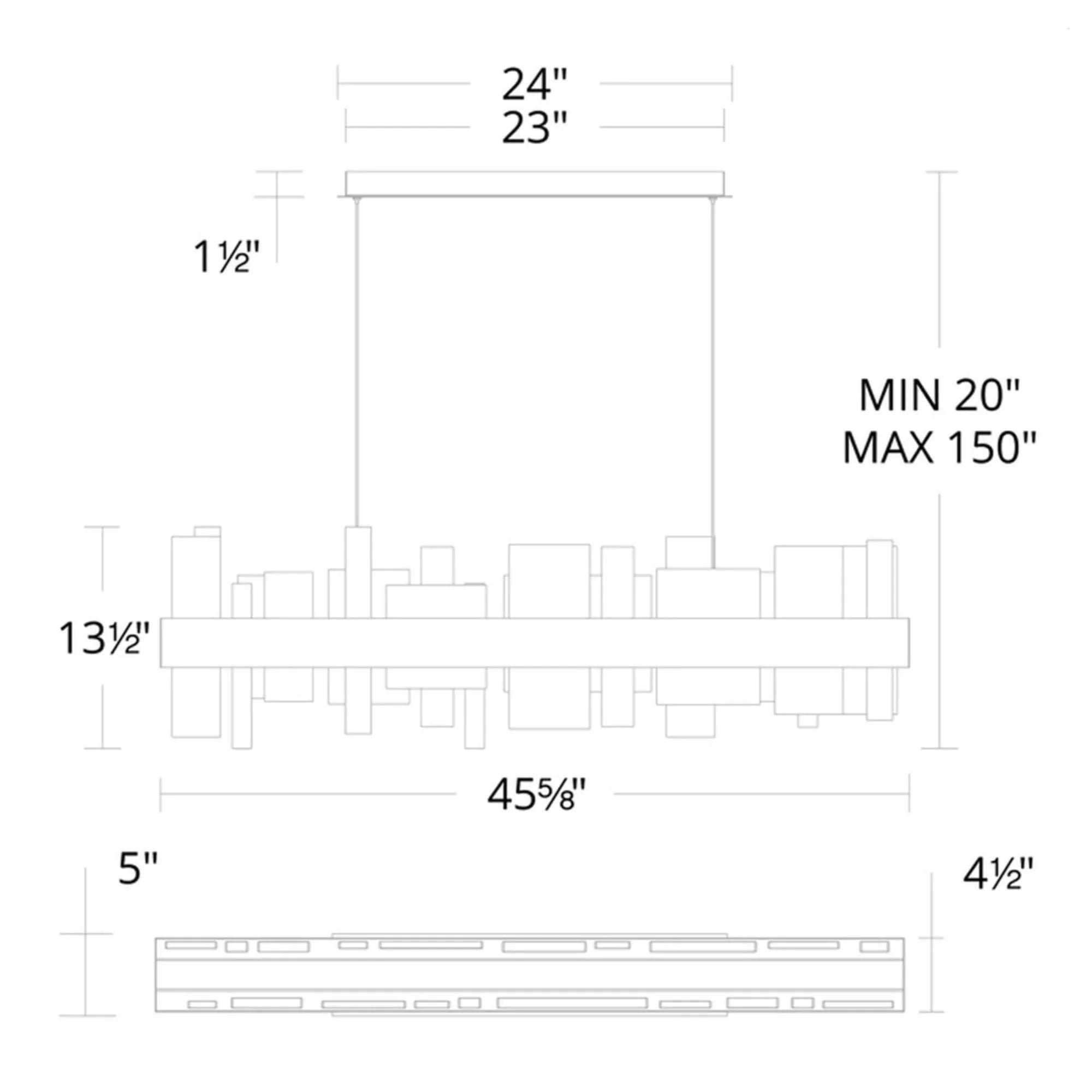 Acropolis 46" LED Linear Pendant, Brushed Nickel Finish