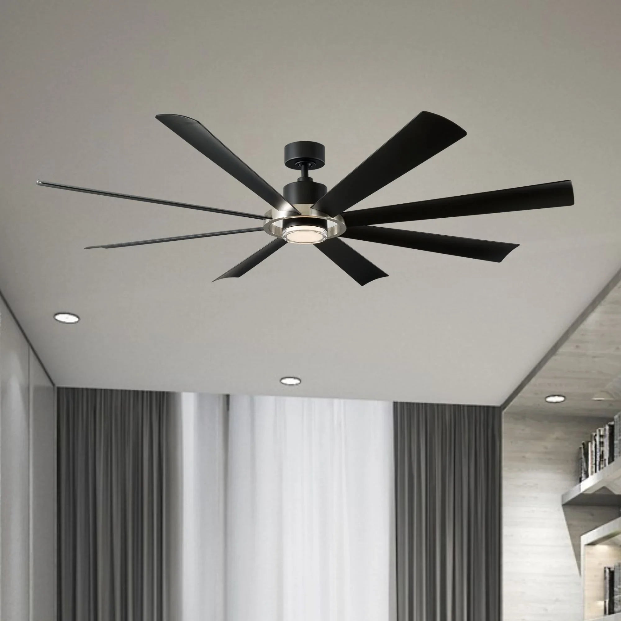 Aura 72" Black & Nickel Windmill Outdoor LED Smart Ceiling Fan