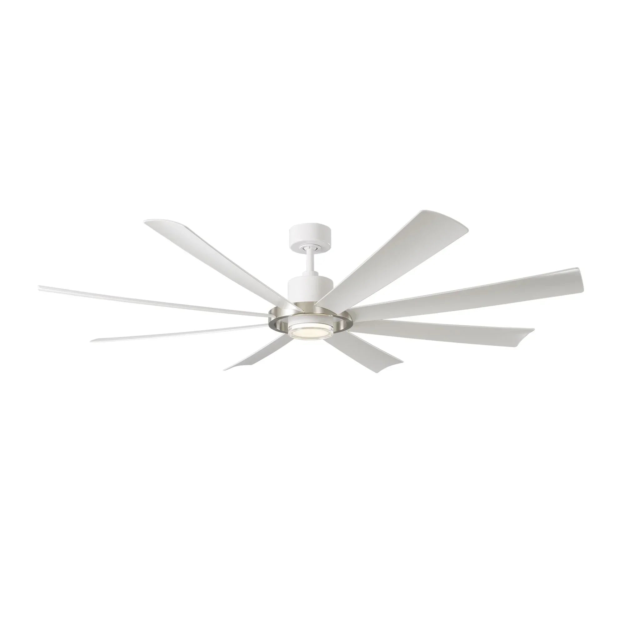 Aura 72" White & Nickel Windmill Outdoor LED Smart Ceiling Fan