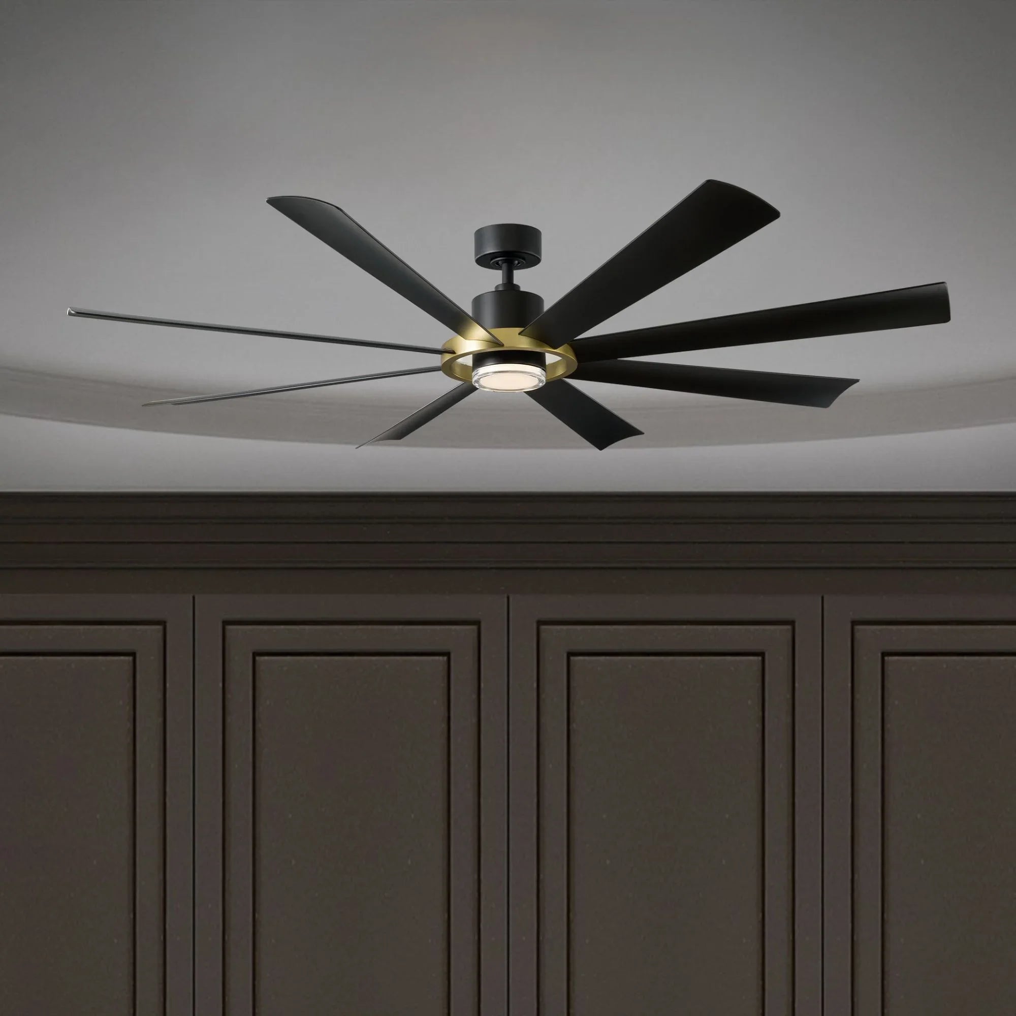 Aura 72" Black & Brass Windmill Outdoor LED Smart Ceiling Fan