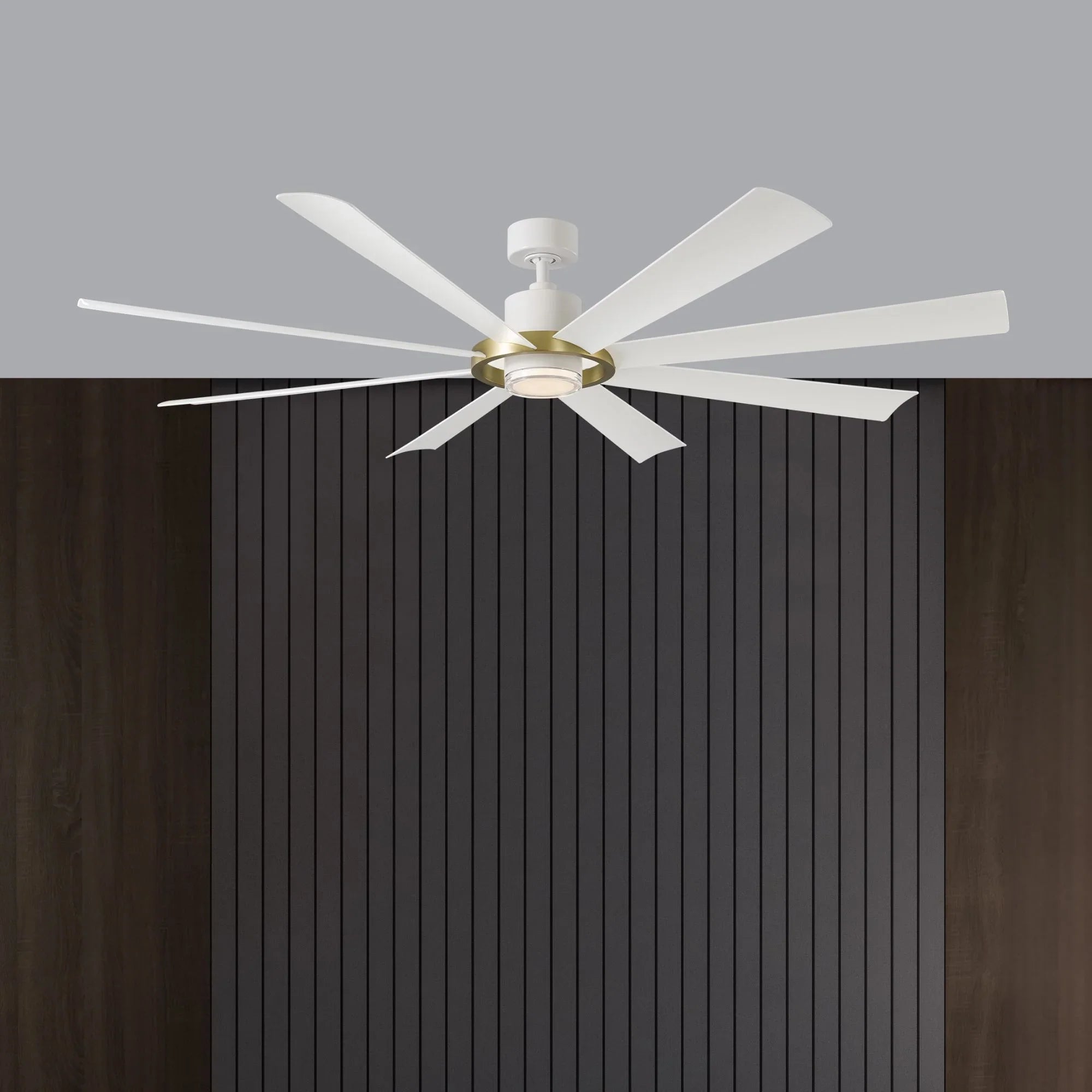 Aura 72" White & Brass Windmill Outdoor LED Smart Ceiling Fan