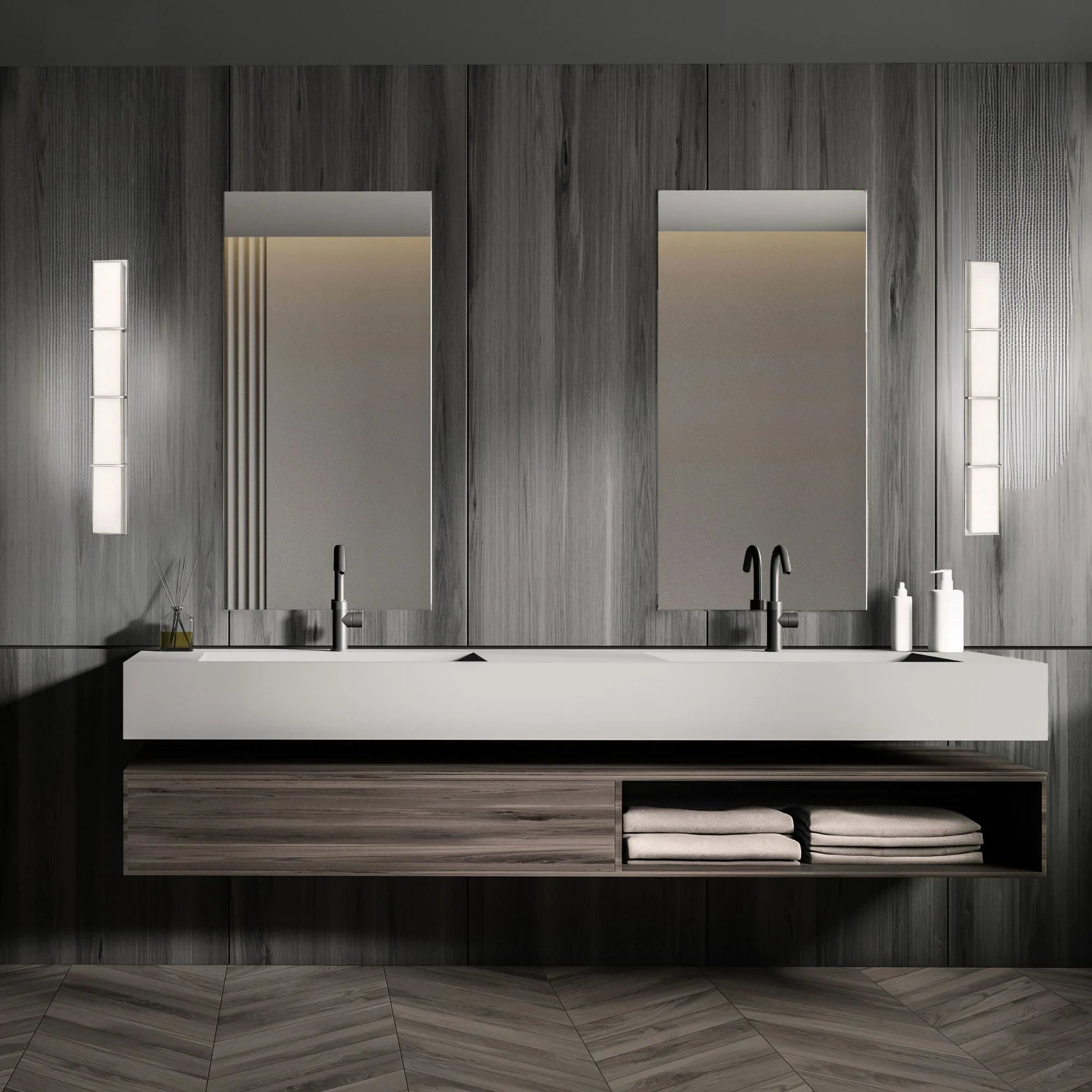 Bahn 38" LED Vanity Light, Brushed Nickel Finish - Bees Lighting