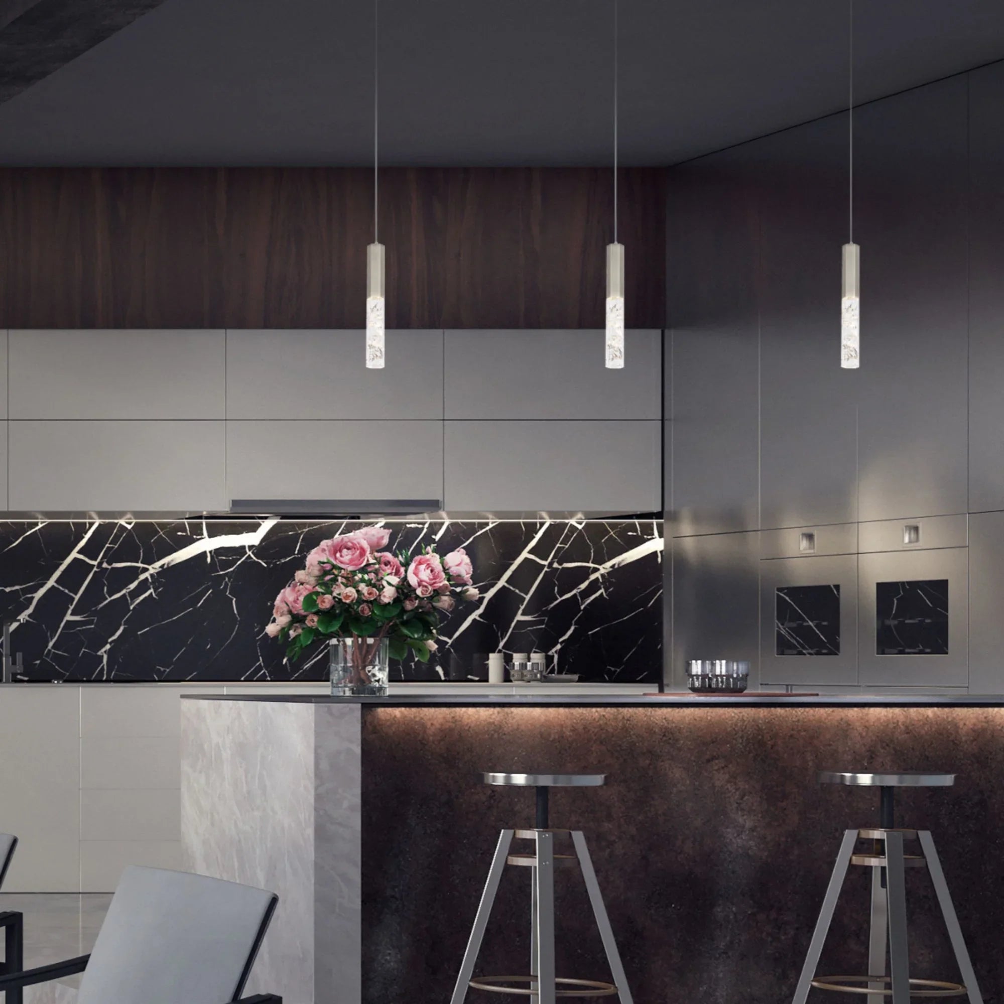 Basalt 10" LED Mini Pendant, Brushed Nickel Finish - Bees Lighting