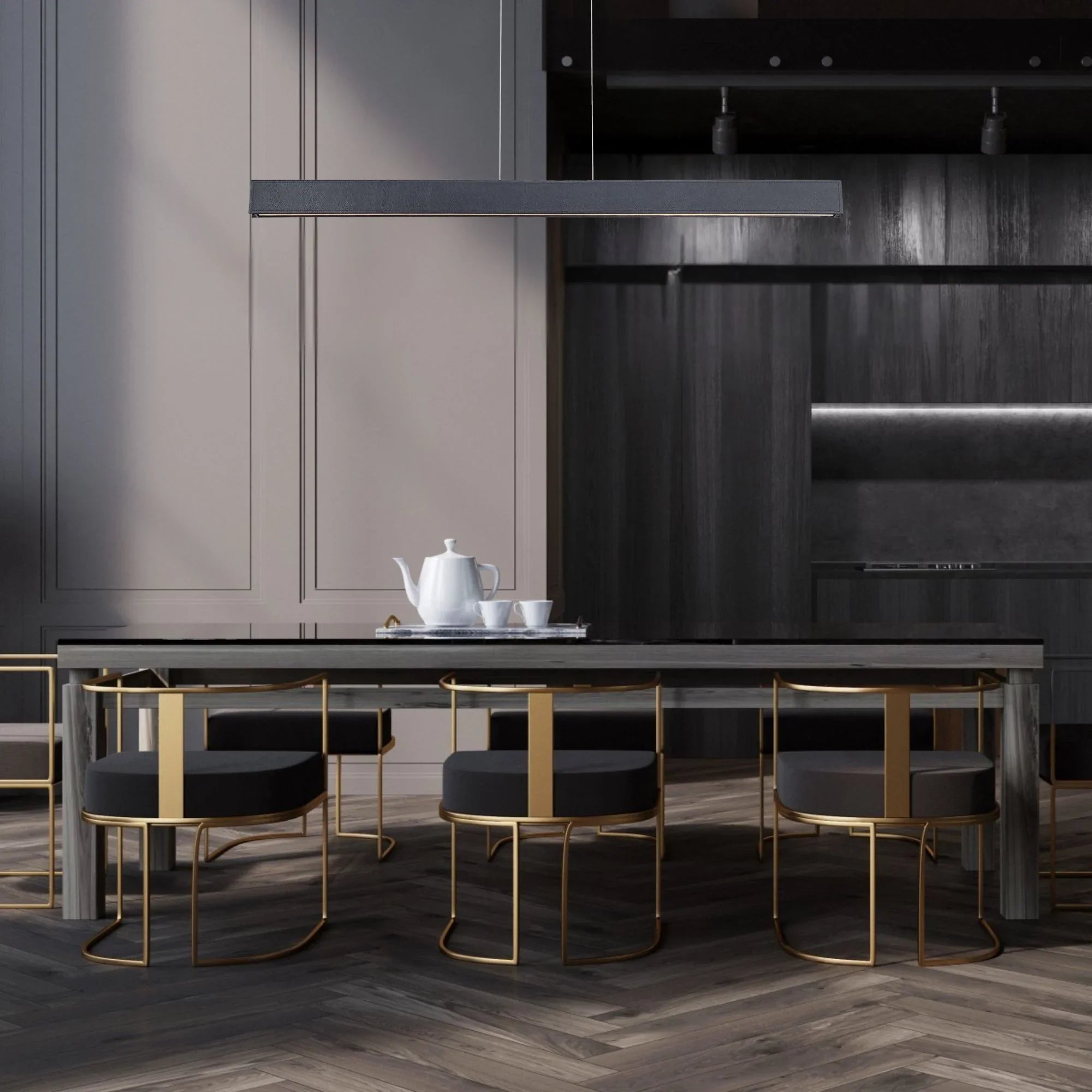 BDSM 42" LED Linear Pendant, Black Finish - Bees Lighting