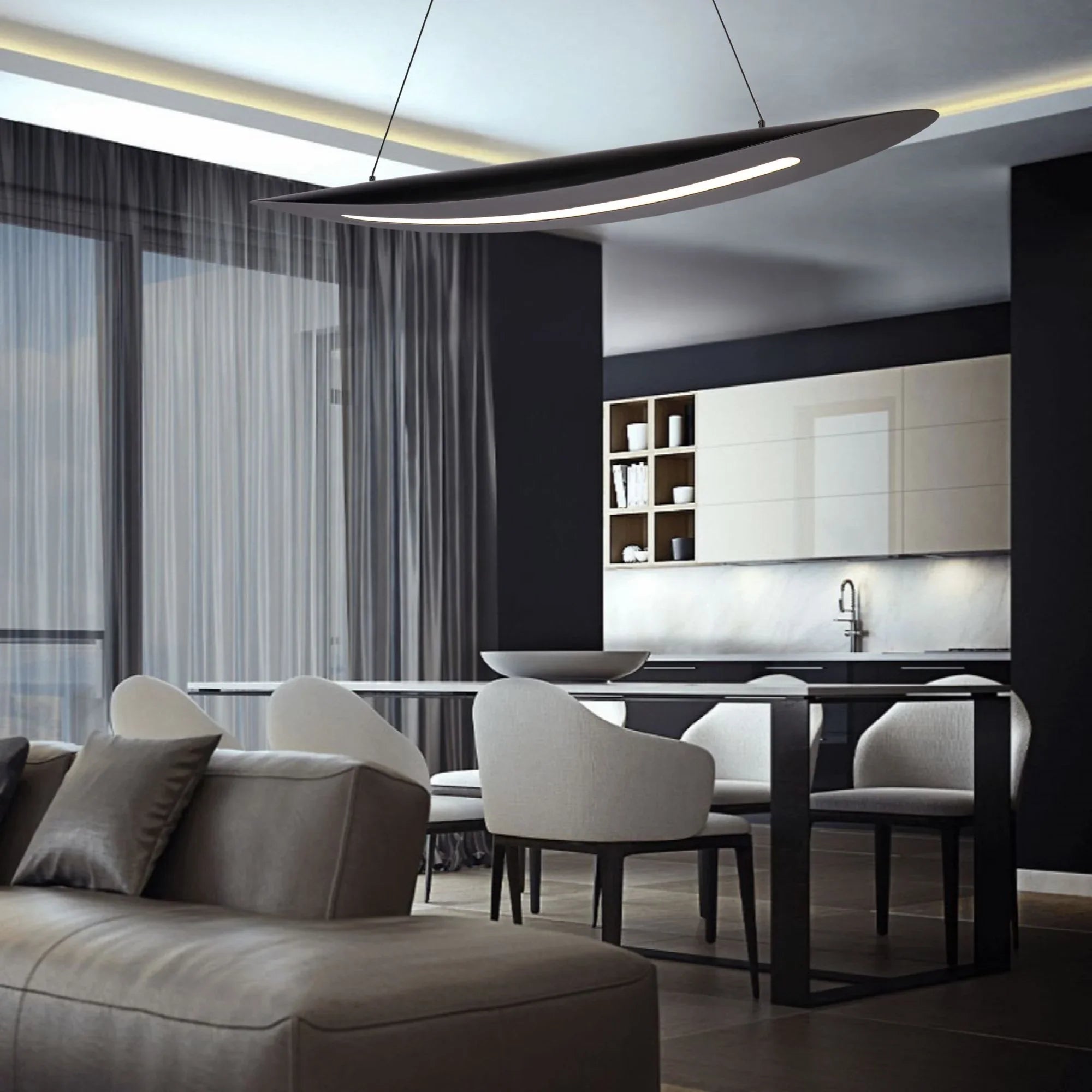 Black Jack 44" LED Linear Pendant, Black Finish - Bees Lighting
