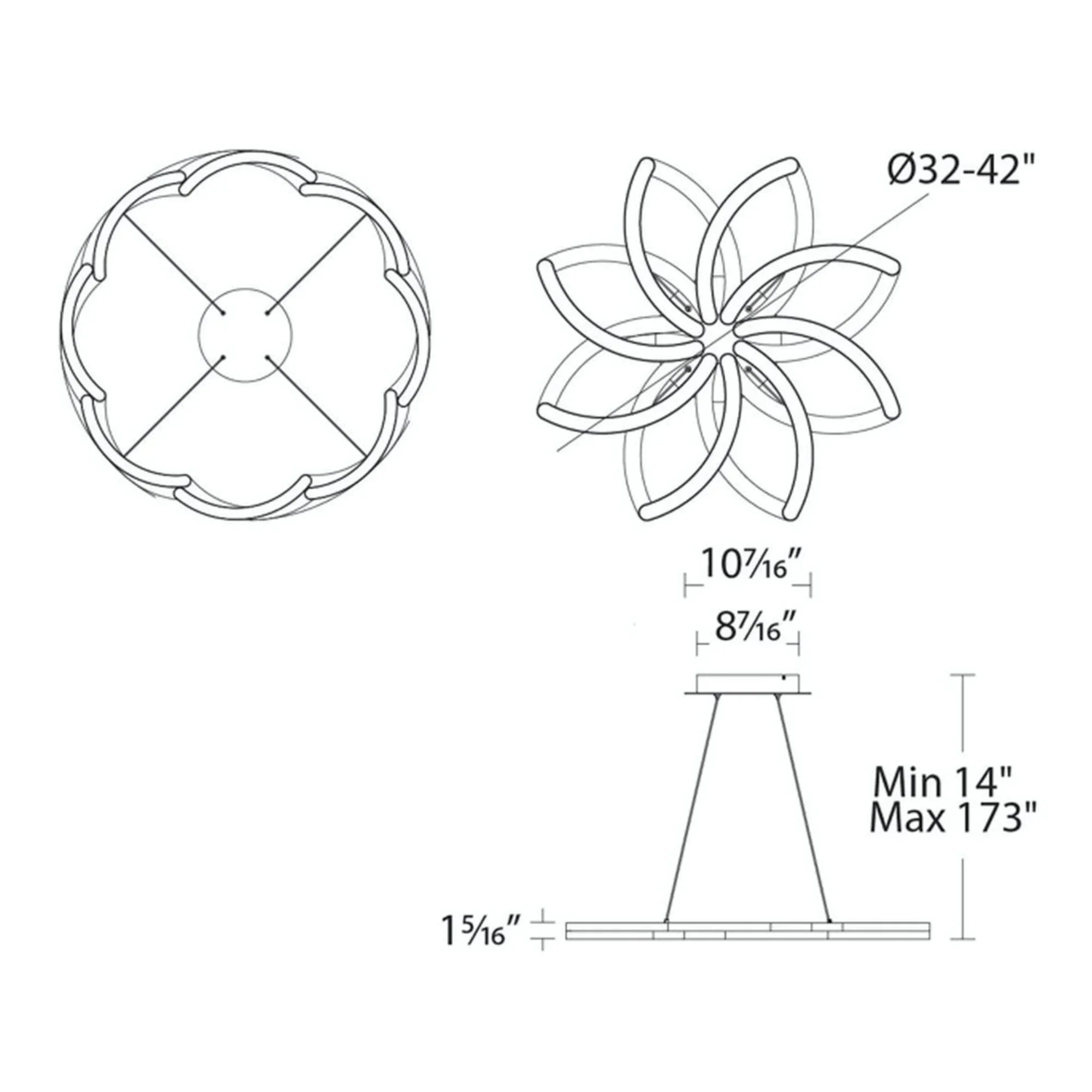 Bloom 32" LED Chandelier, Brushed Aluminum Finish - Bees Lighting