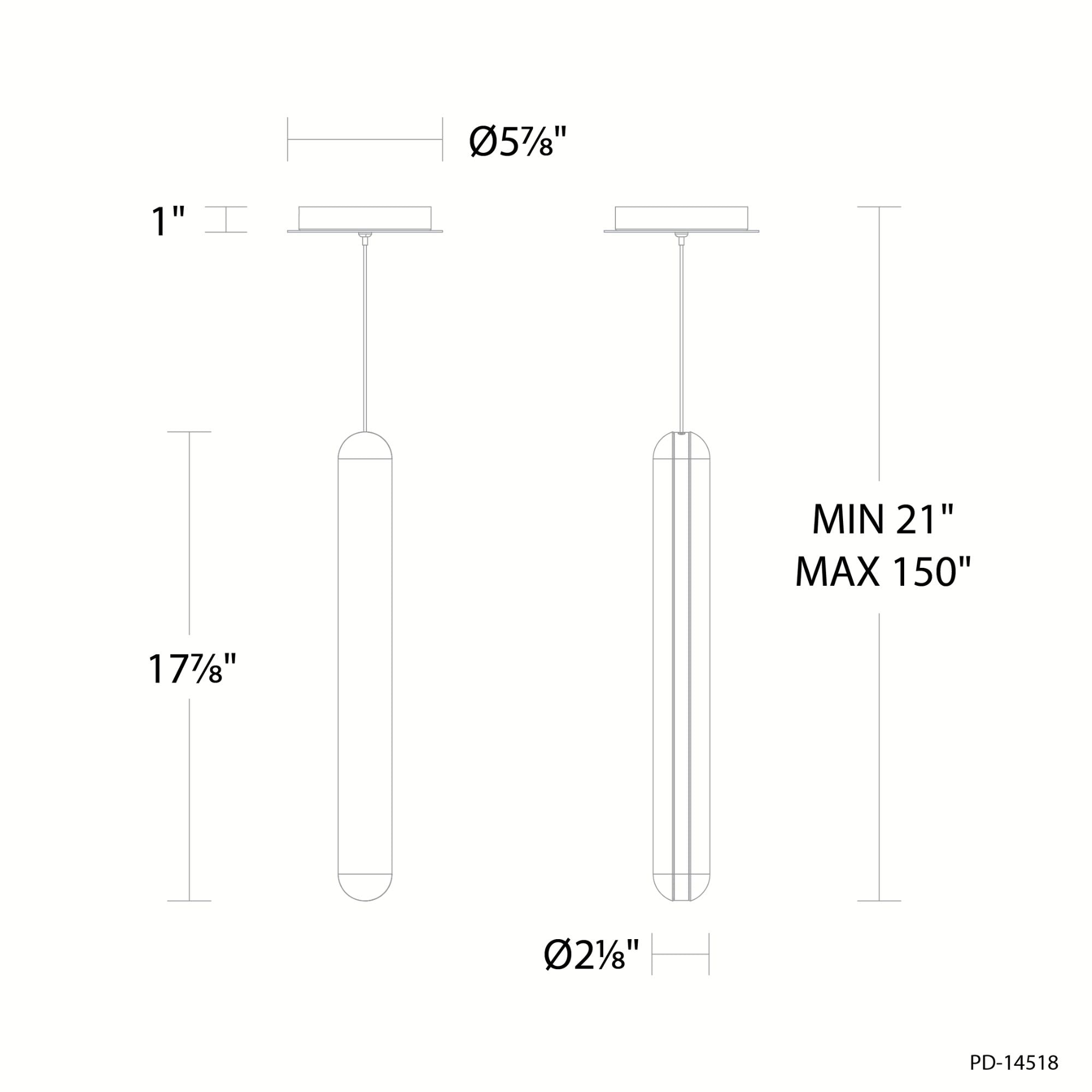 Cadiz 18" LED Pendant Light, Aged Brass Finish